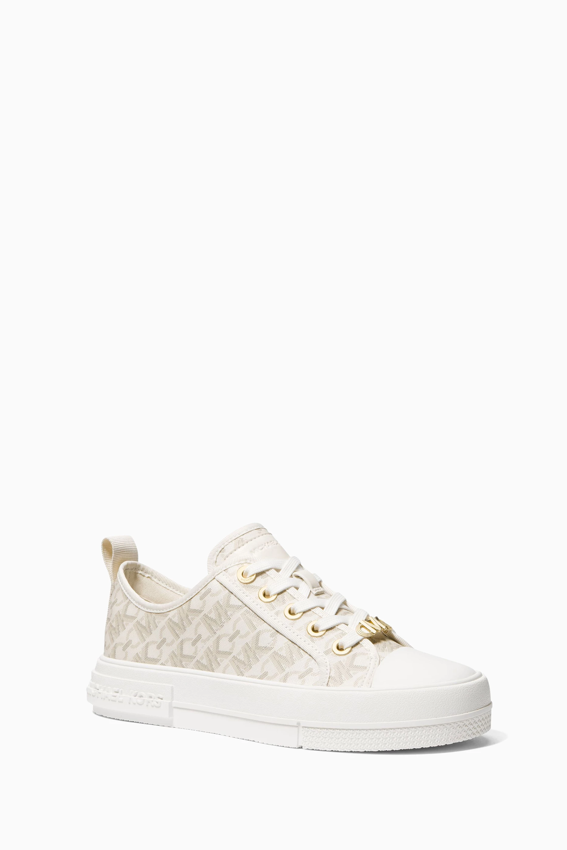 Buy Michael Kors Neutral Evy Empire Signature Logo Sneakers in