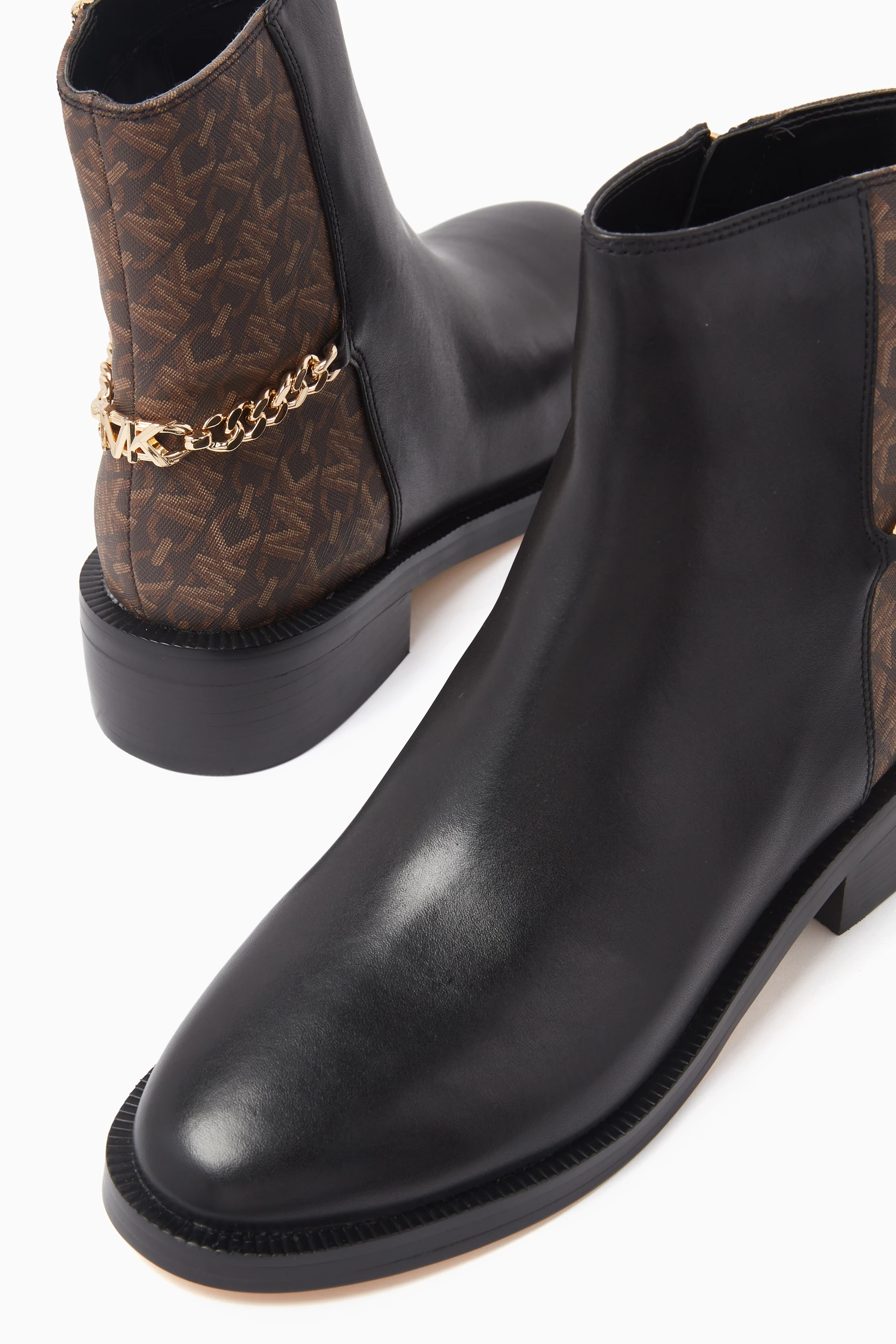 Buy Michael Kors Brown Carlisle Logo Booties in Leather For Women Online Ounass Saudi