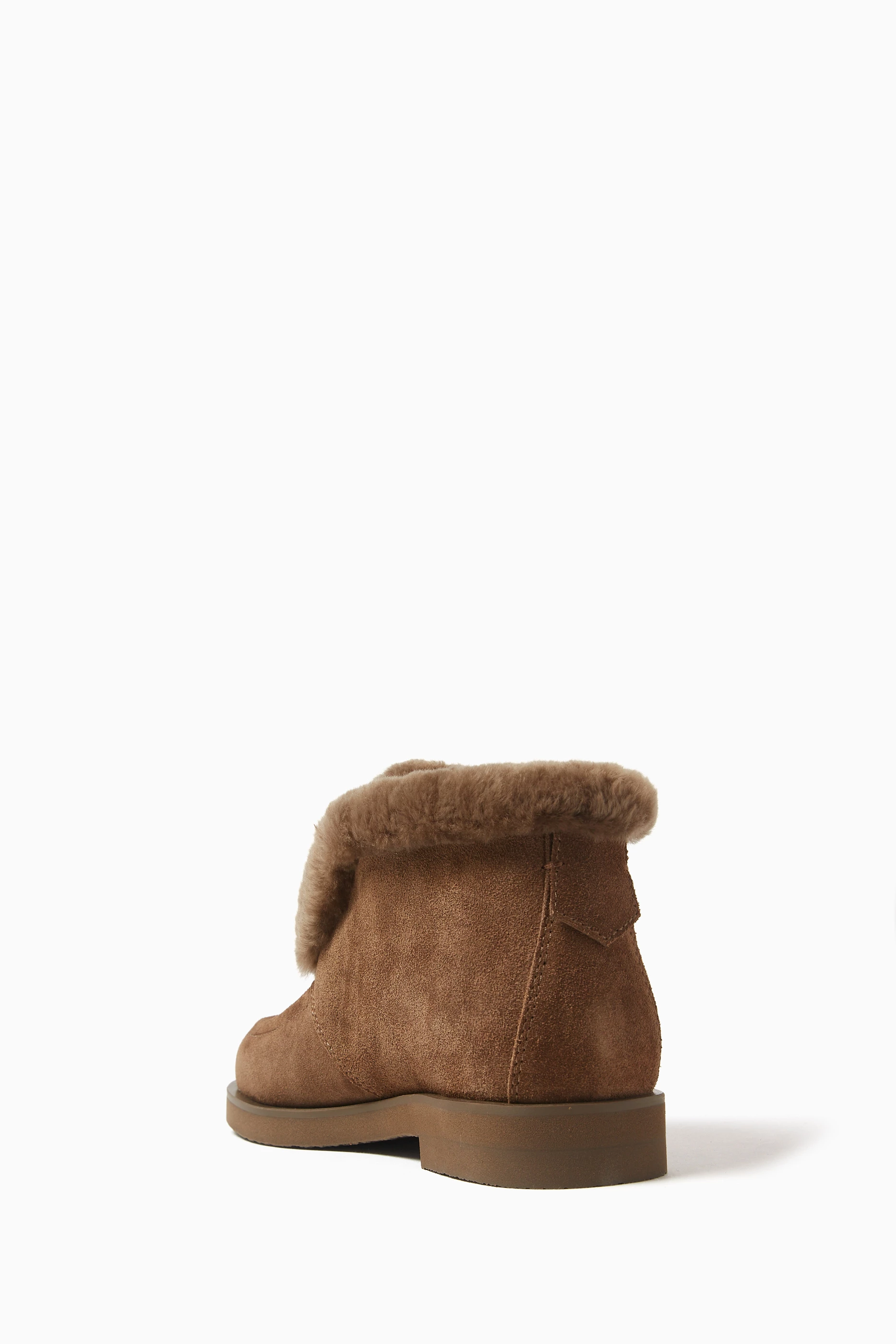 Buy 12 STOREEZ Brown Fur trimmed Boots in Suede For Women Online Ounass Saudi