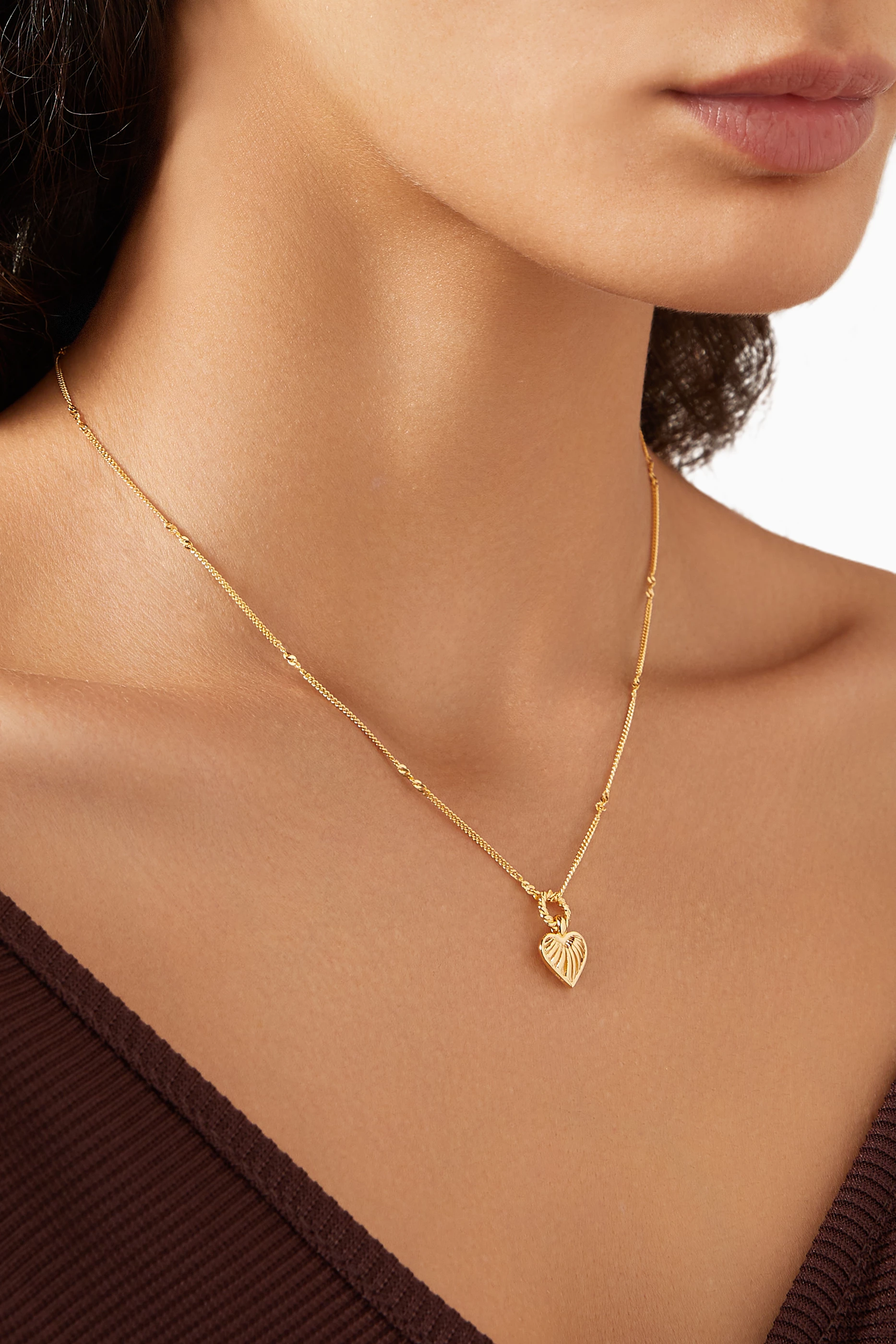 Buy Missoma Gold Mini Ridge Heart Charm Pendant Necklace in
