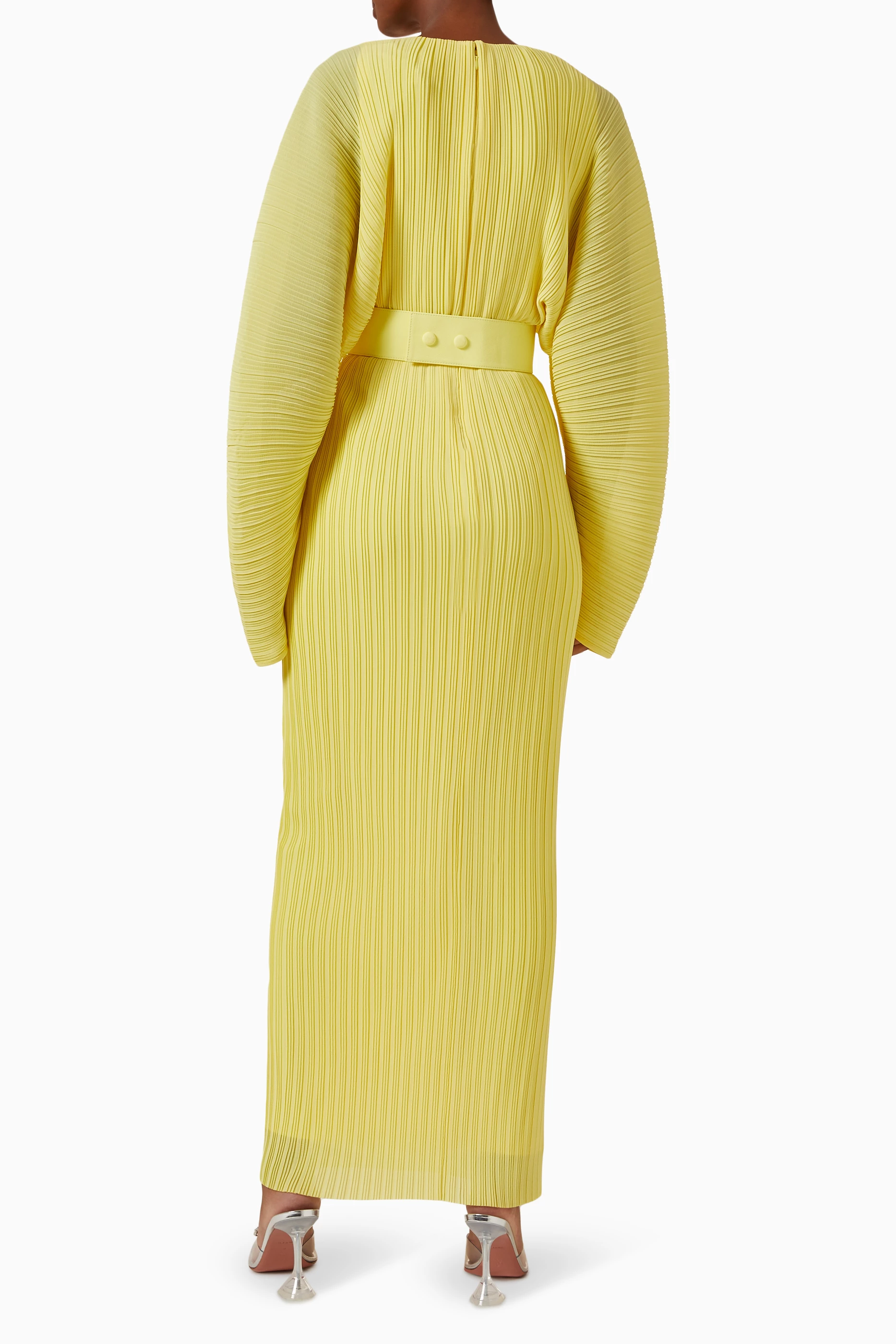 Buy Solace London Yellow Mirabelle Cocoon-sleeve Maxi Dress