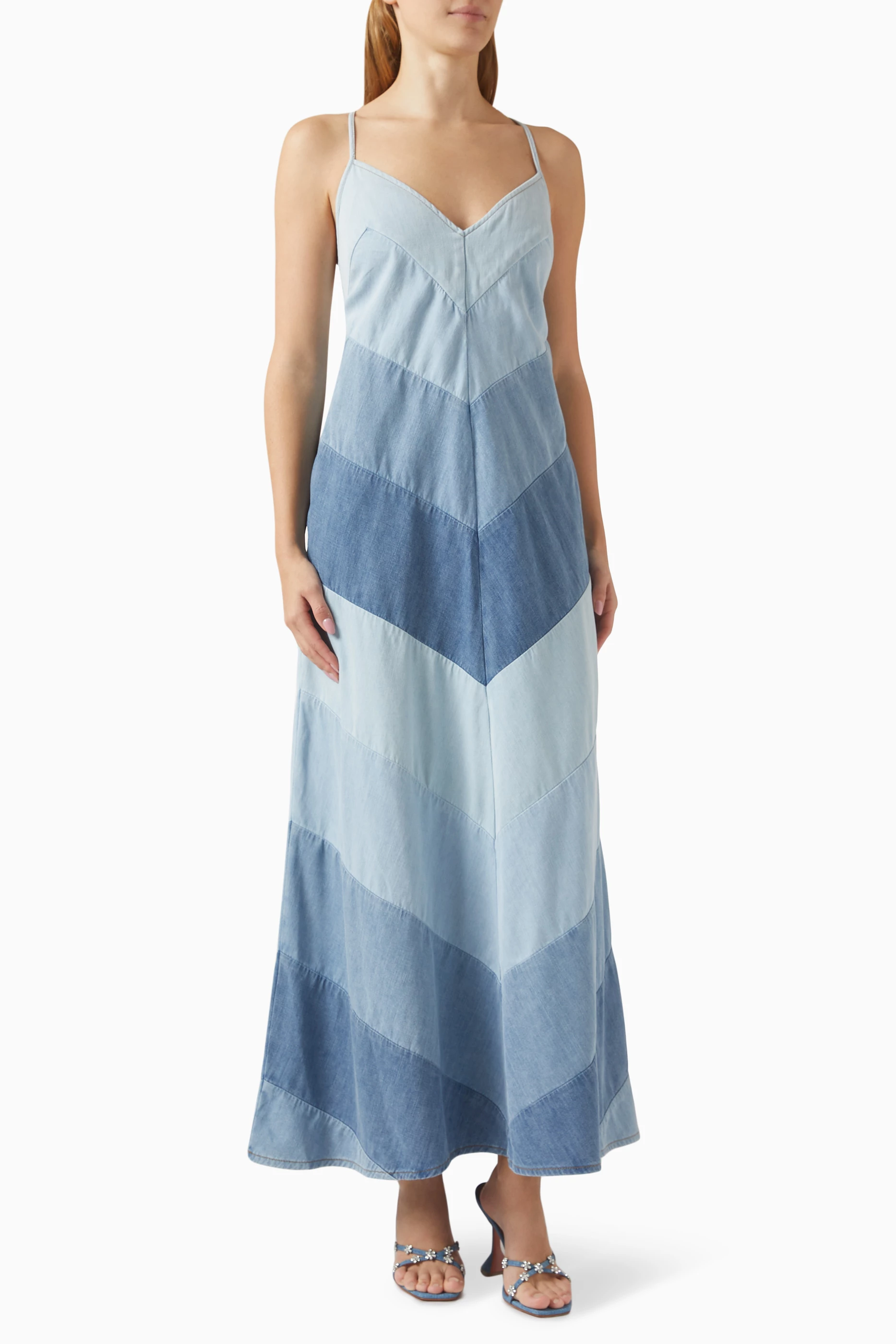 Buy Zimmermann Blue Tallow Chevron Maxi Dress in Denim For Women Online |  Ounass Saudi