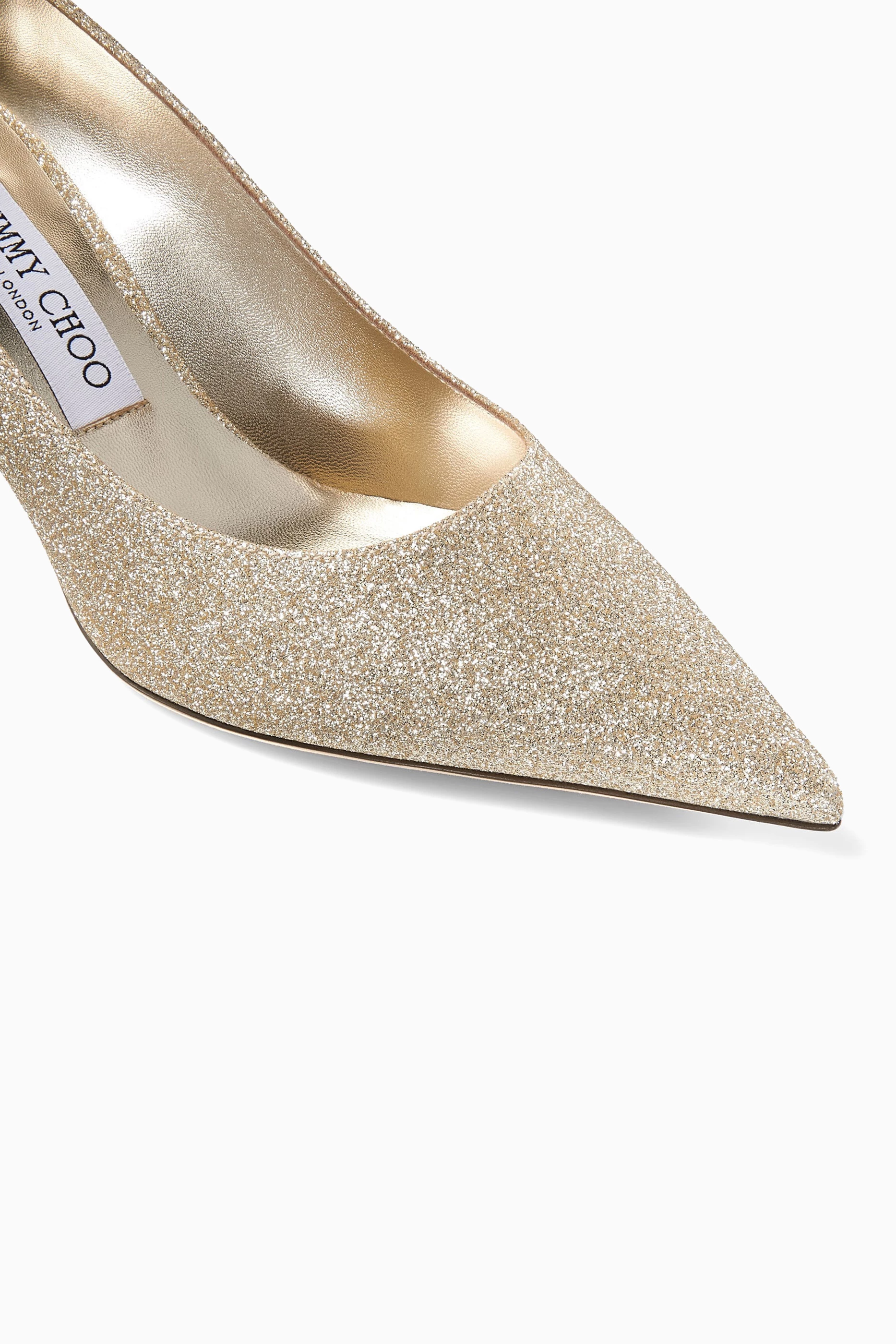 Buy Jimmy Choo Gold Love 65 Glitter Leather Pumps For Women Online Ounass Saudi