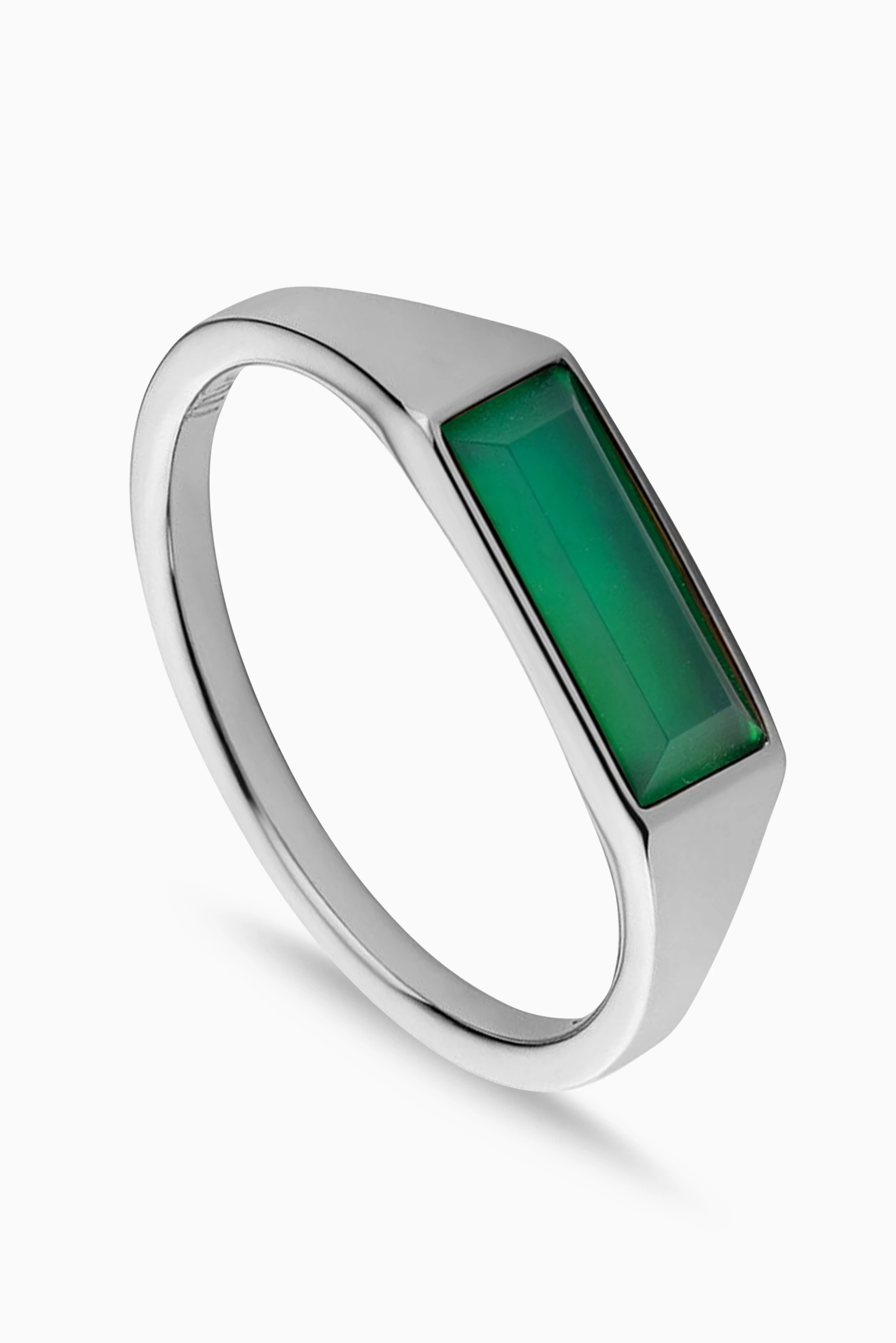 Buy Miansai Green Thin Lennox Light Jasper Ring in Sterling