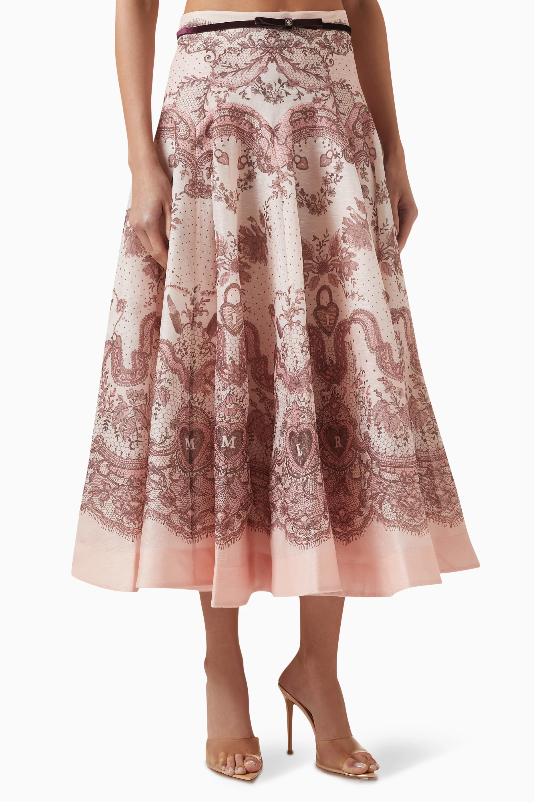 【Zimmermann】Crush Flared linen and silk midi skirt Crush Flared linen and silk midi skirt in black - Zimmermann