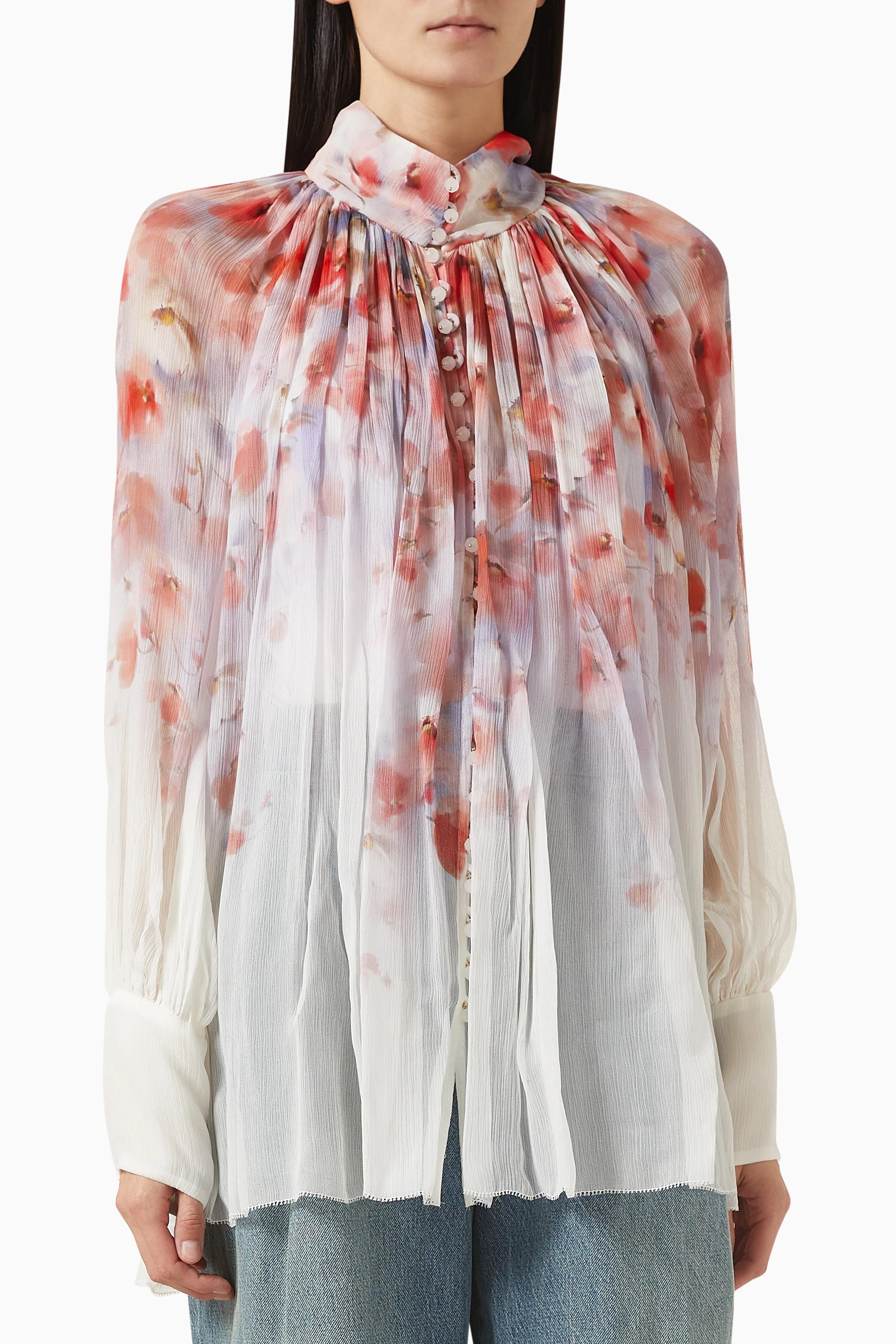 Buy Zimmermann Red Crush Smock Blouse in Viscose For Women