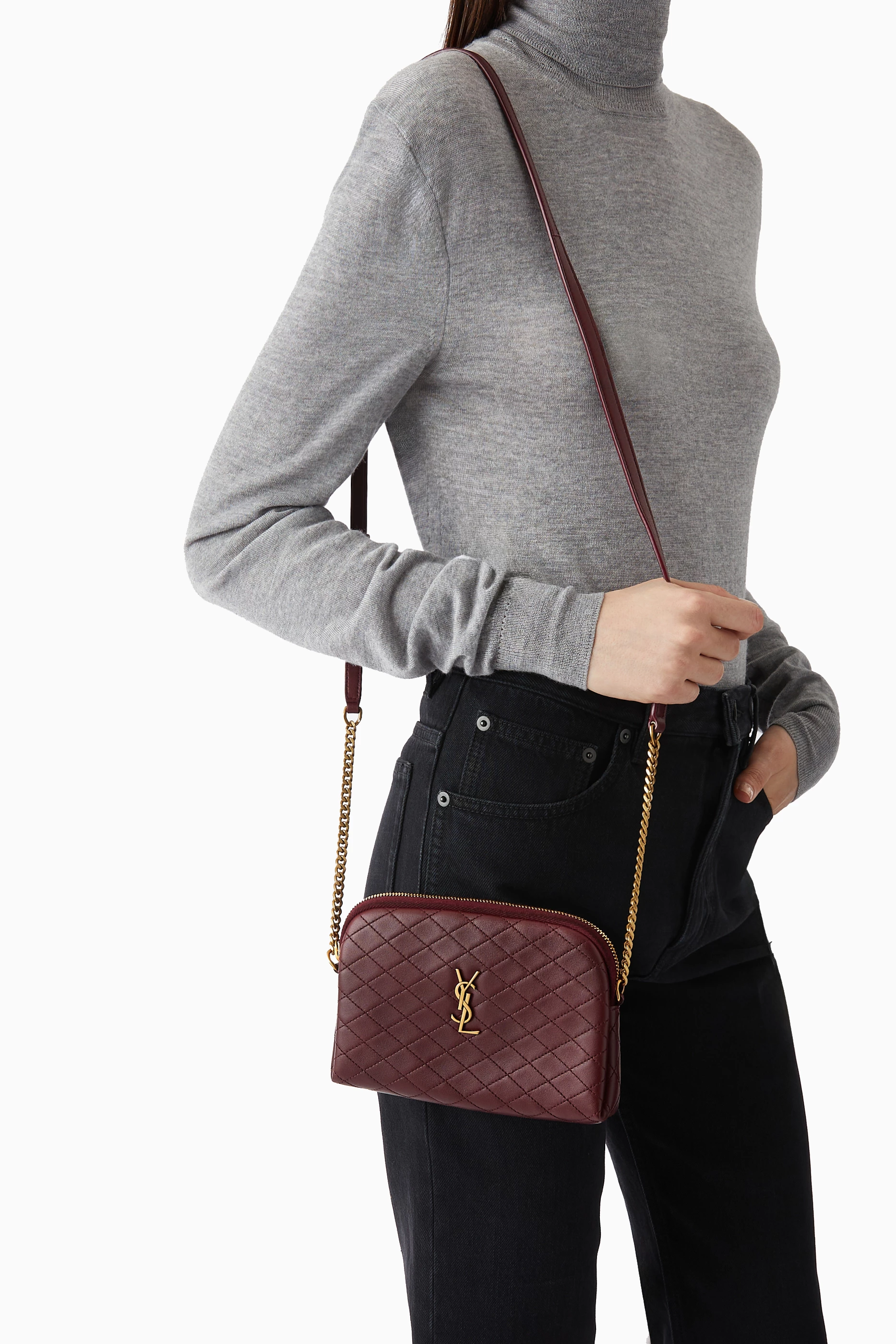 Ysl burgundy camera bag online