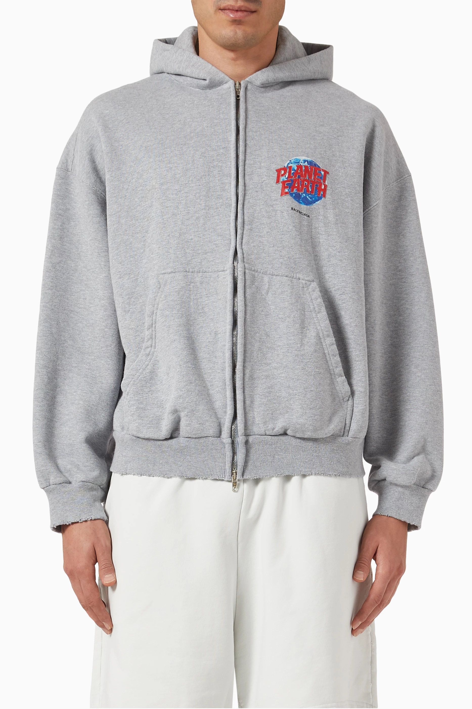 Buy Balenciaga Grey Planet Earth Zip-up Hoodie in Archetype-fleece