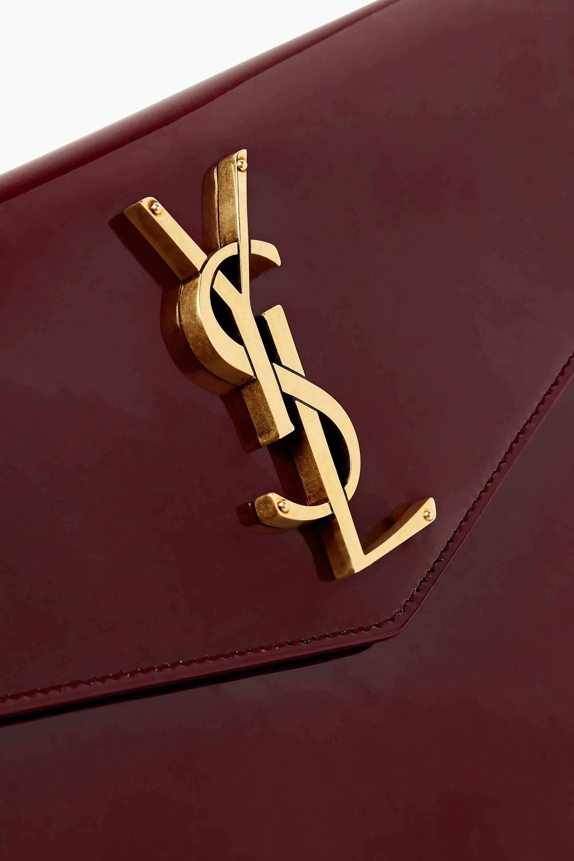 Buy SAINT LAURENT Burgundy Uptown Pouch in Patent Leather