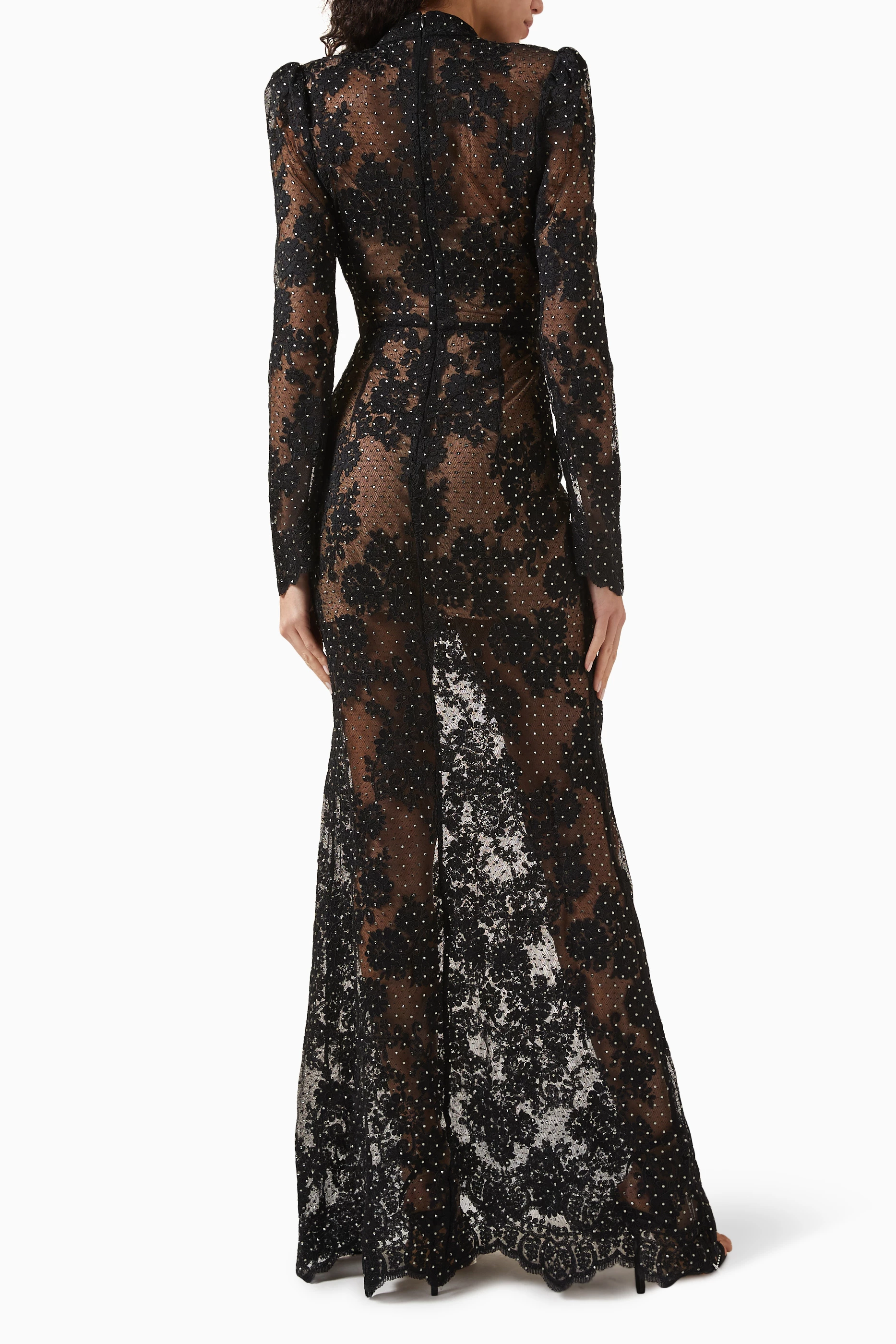 Buy Self-Portrait Black Rhinestone-embellished Maxi Dress in