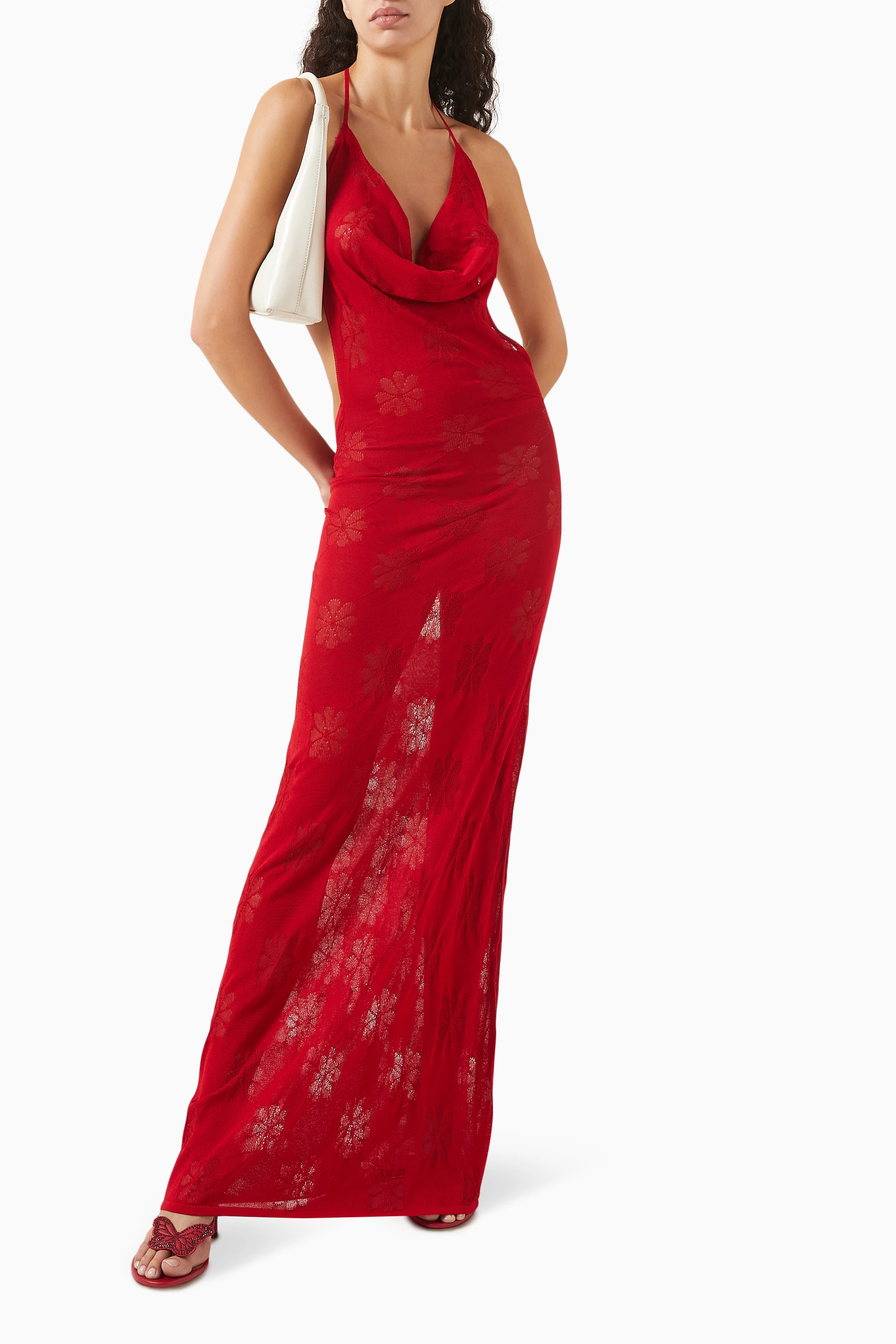 Buy Asta Resort Red Klara Open-back Maxi Dress For Women