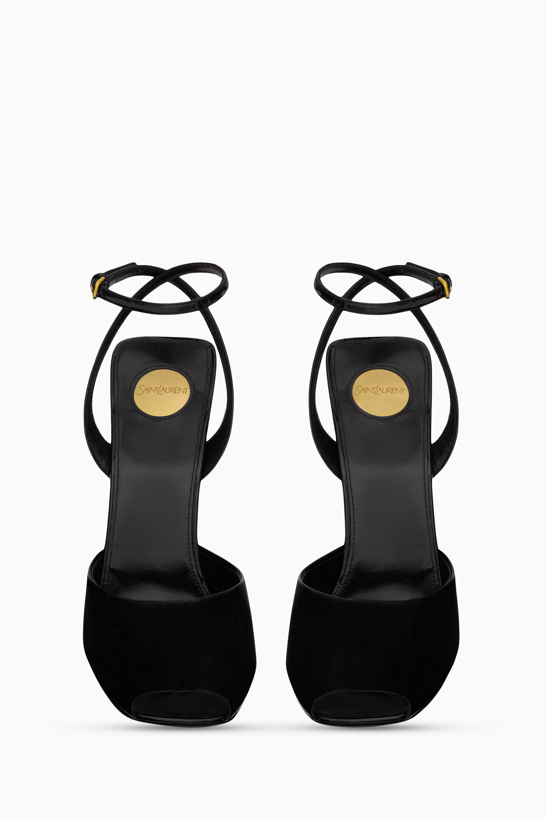 サンダル・ミュール SAINT LAURENT Slippers and Clogs Women Patent Leather Black La Scandale 110 patent leather sandals in black - Saint