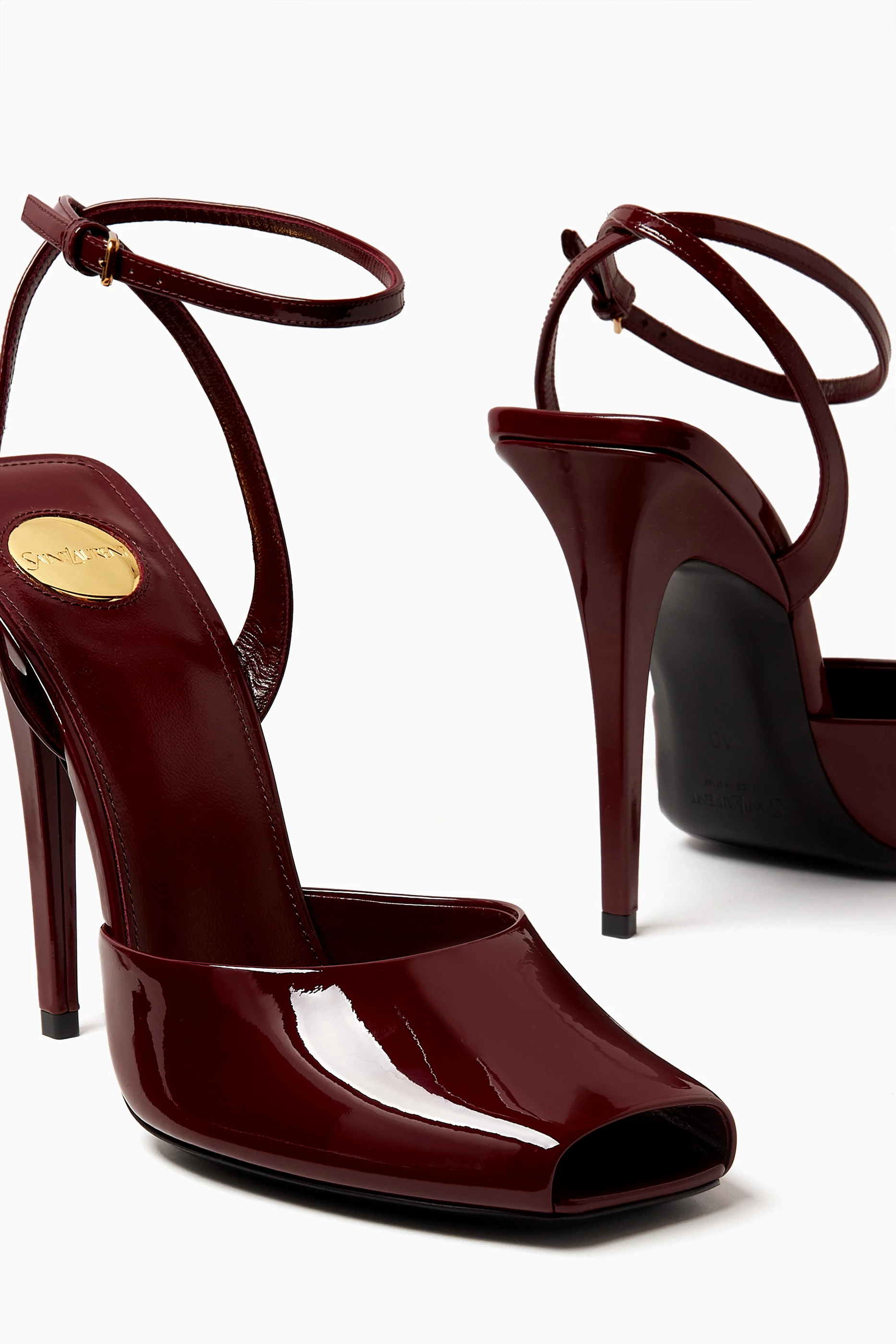 Buy SAINT LAURENT Red La Scandale 110 Sandals in Patent