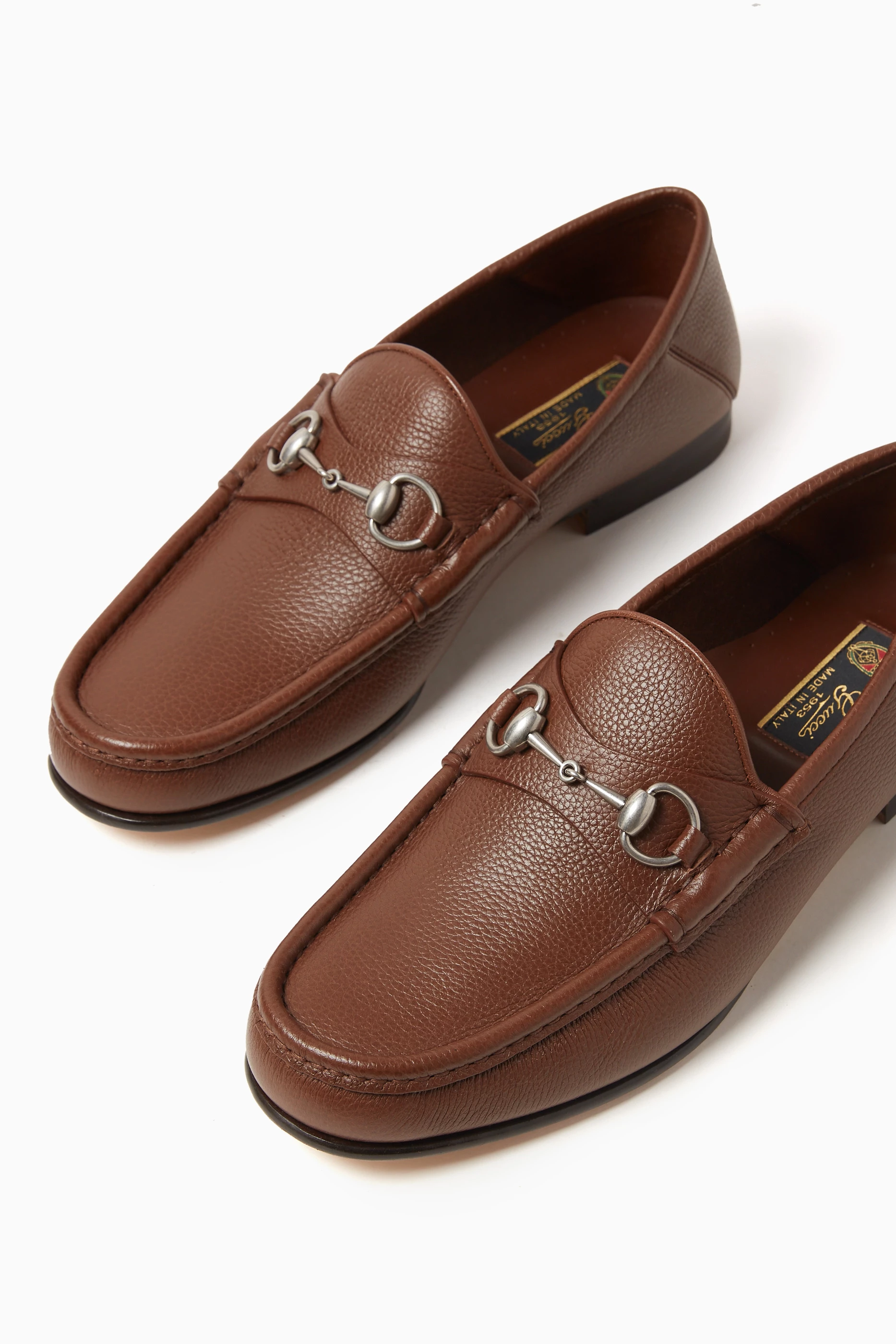 Buy Gucci Brown Horsebit 1953 Loafers in Leather For Men Online