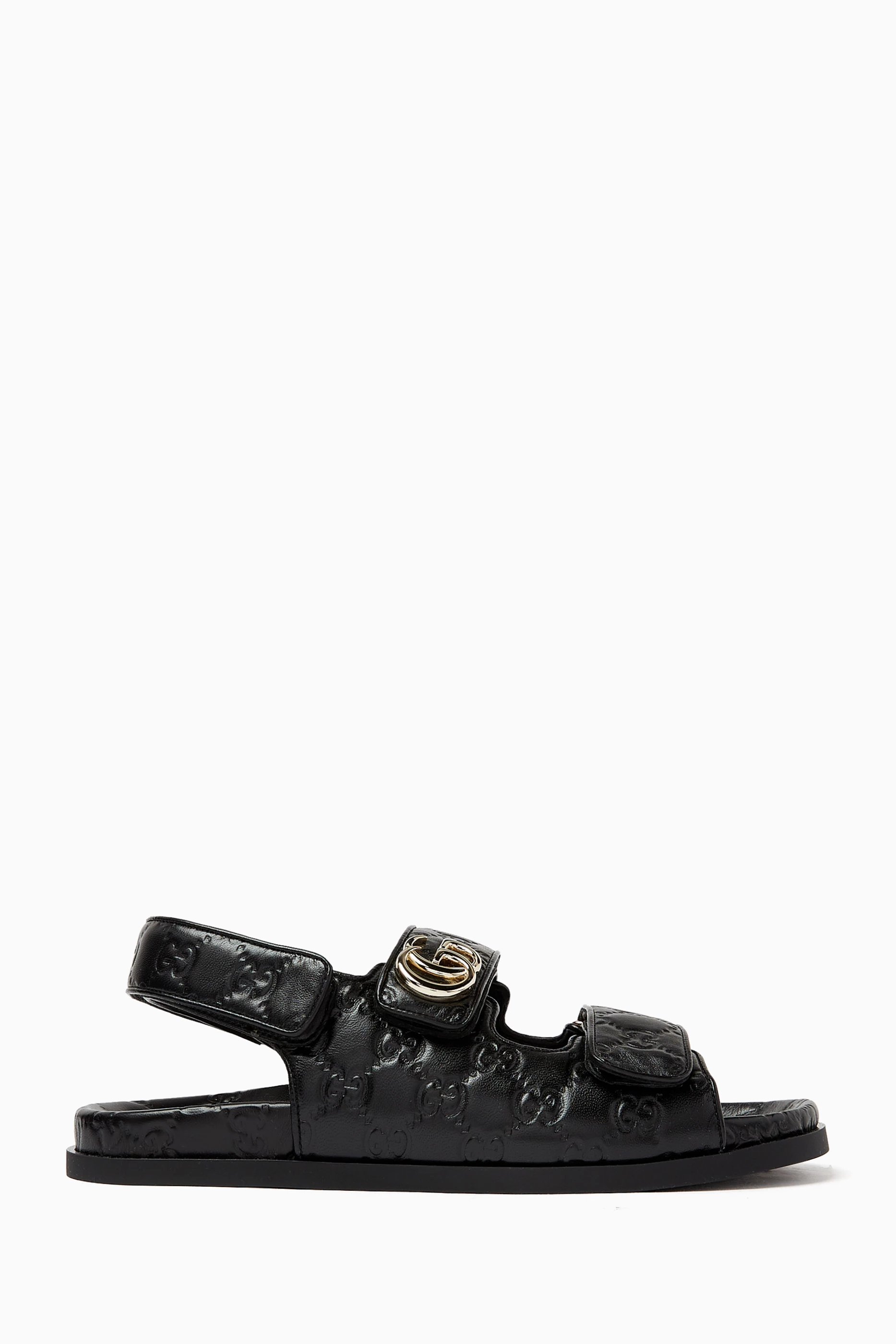 Buy Gucci Black GG Embossed Sandals in Leather For Women Online