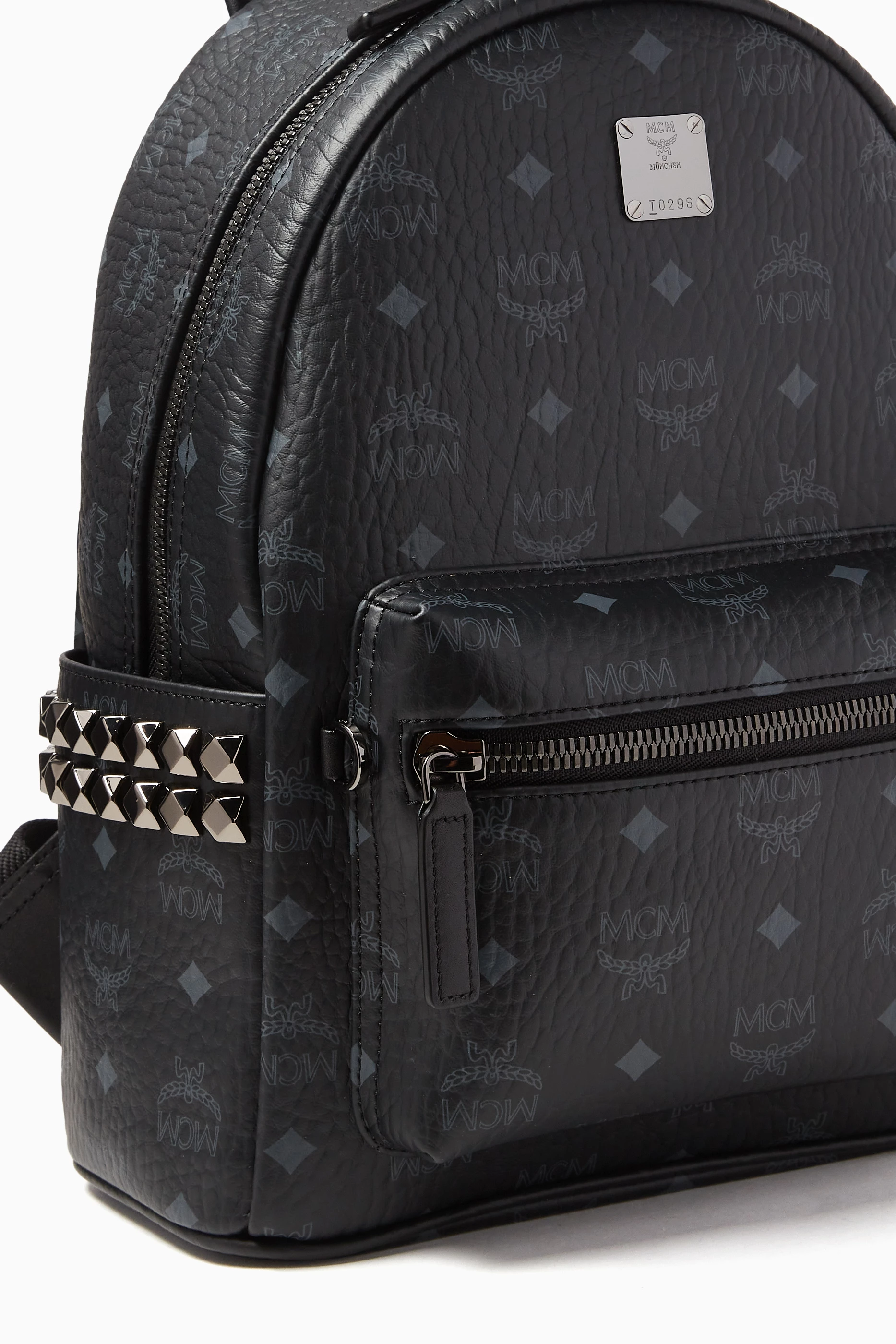 Buy MCM Black Small Stark Side Studs Backpack in Visetos For Men Online Ounass Saudi