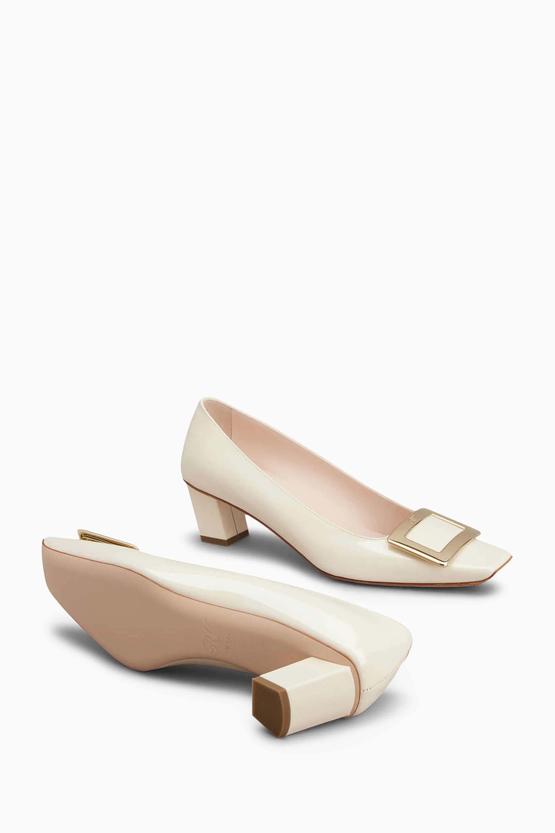 Buy Roger Vivier Neutral Belle Vivier 45 Pumps in Patent Leather