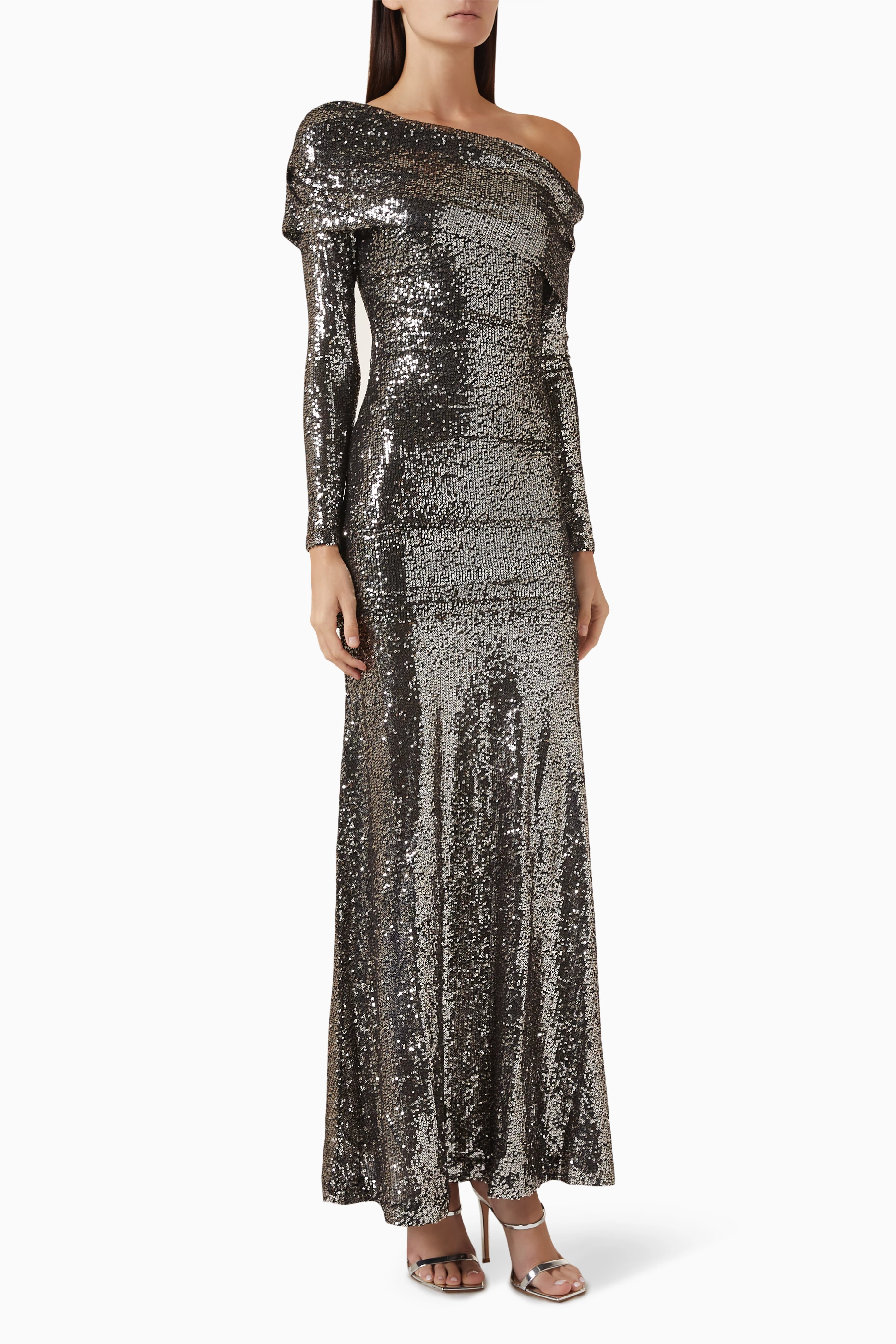 Buy Needle & Thread Grey Nova One-shoulder Gown in Stretch Mesh For Women  Online | Ounass Saudi