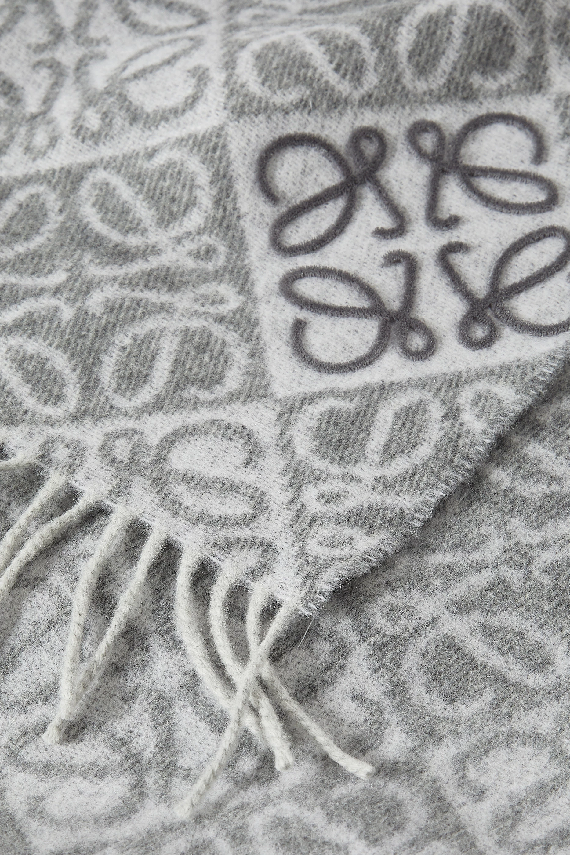 Buy LOEWE Grey Anagram Scarf in Wool-cashmere For Women