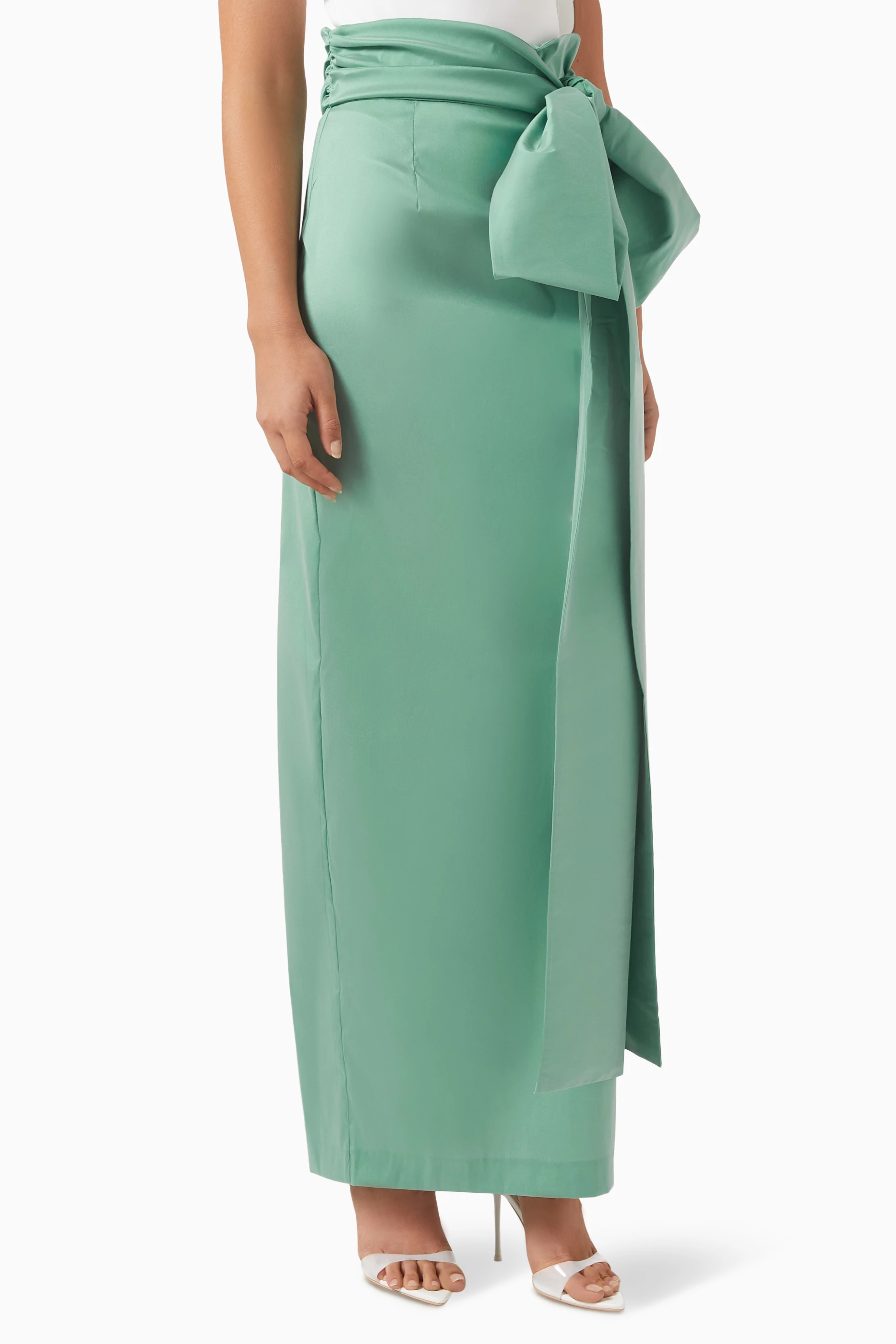 Buy BERNADETTE Green Bernard Maxi Skirt in Taffeta For Women