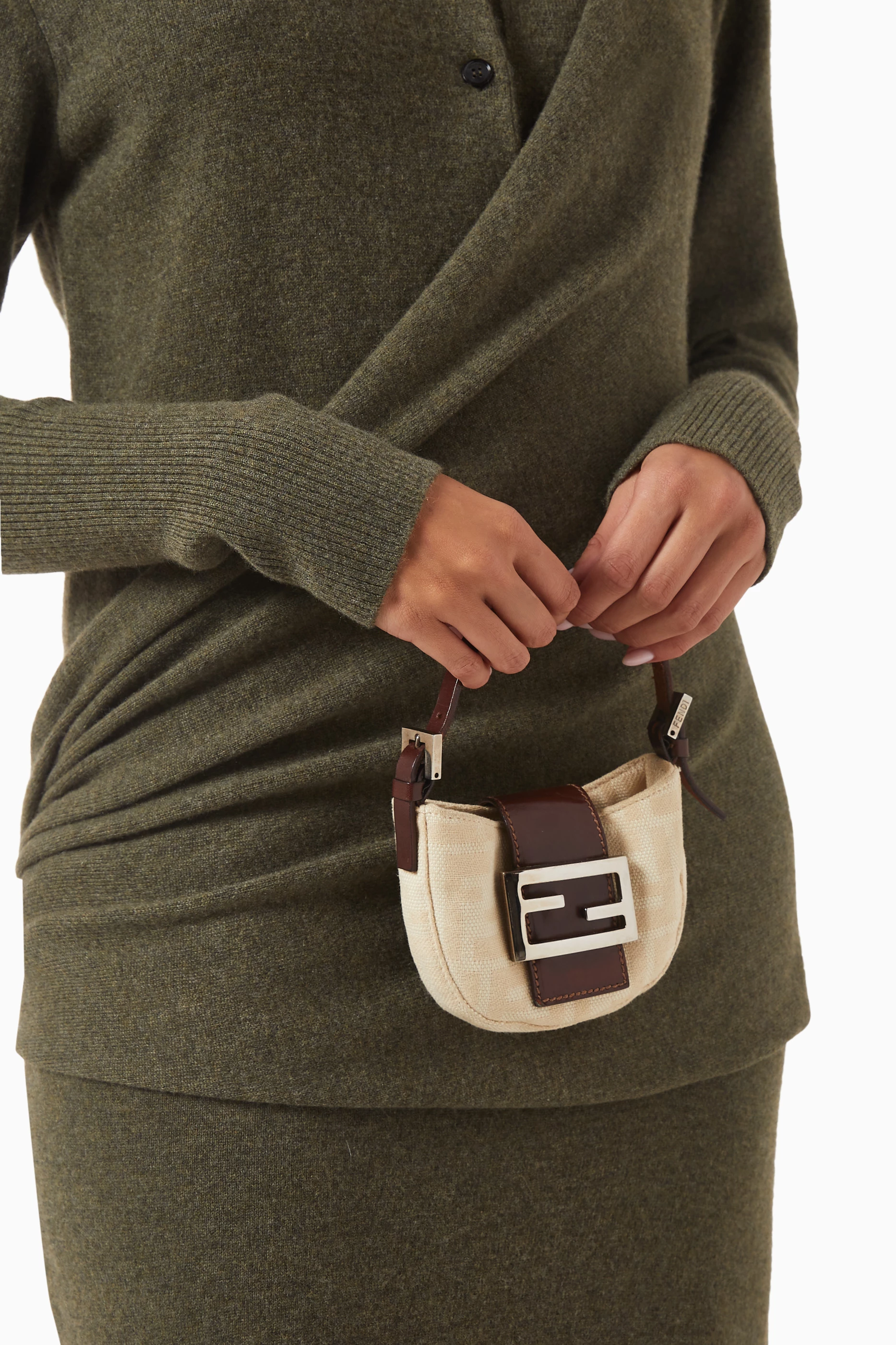 Buy Fendi Pre Loved Neutral Mini Croissant Bag in Zucca Canvas For Women Online Ounass Saudi