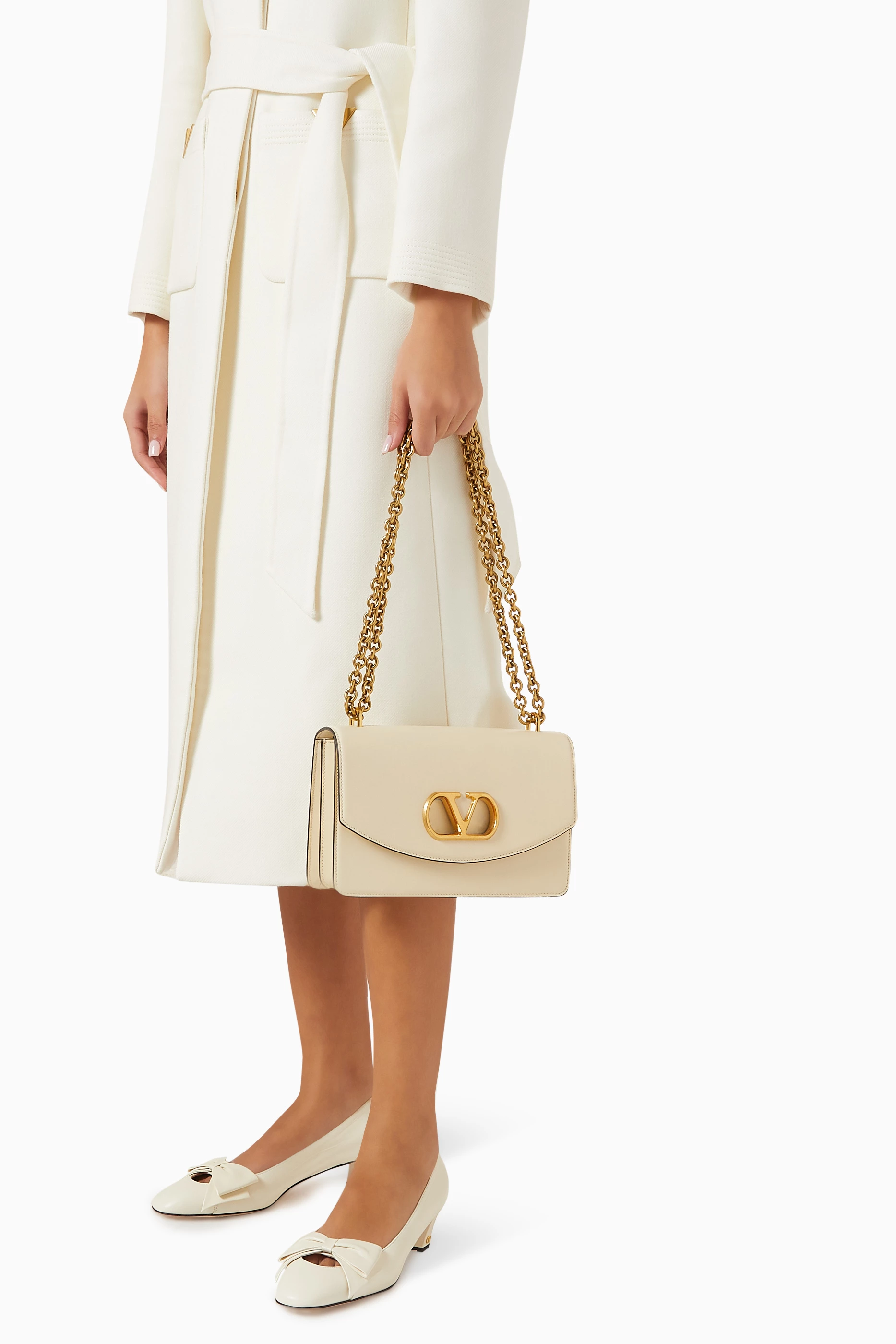 Buy Valentino Garavani White Vain Shoulder Bag in Shiny
