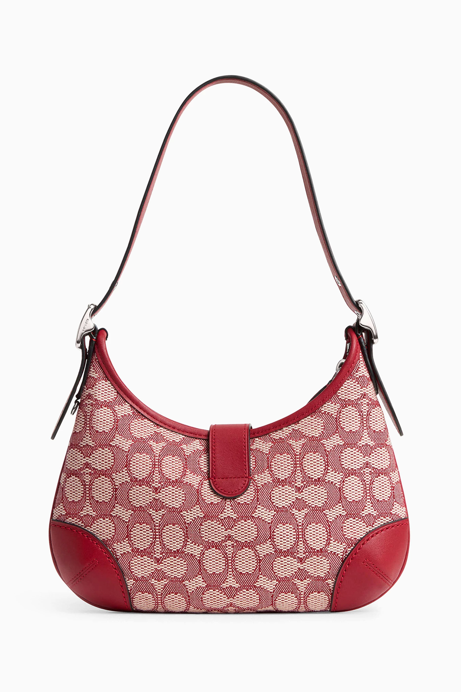 高価値セリー Buy Coach Red Hamptons Hobo Shoulder Bag in Signature バッグ