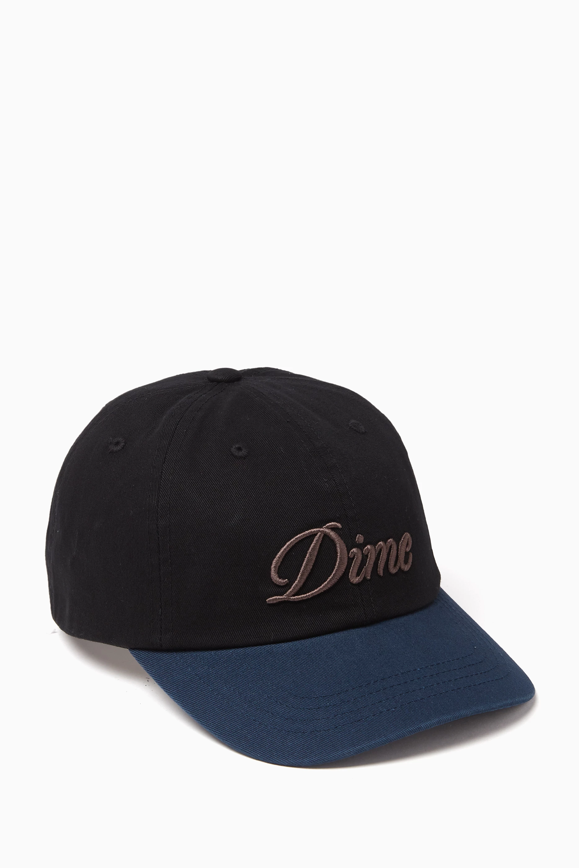 Dime ロゴ刺繍 キャップ ネイビー/ブラック Buy Dime Multicolour Cursive Low Pro Cap in Cotton For Men