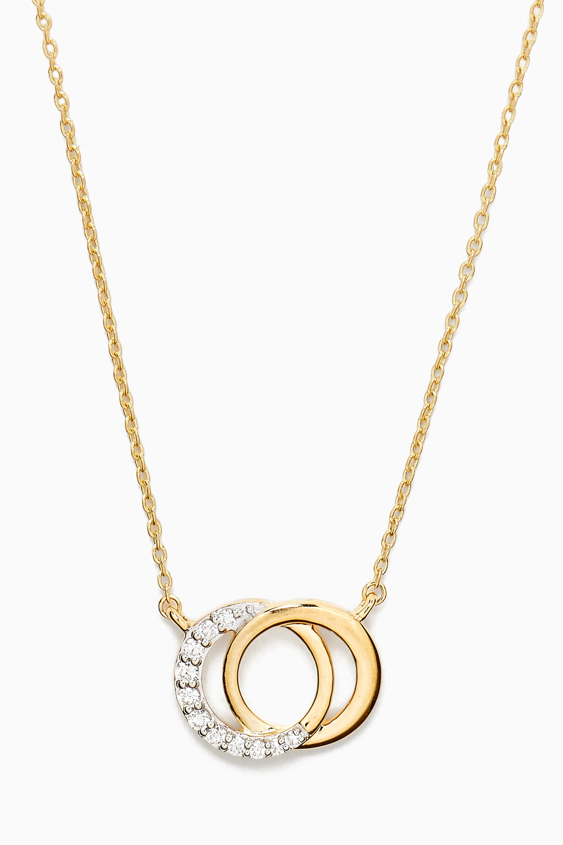 Buy L'azurde Yellow Interlocked Circles Diamond Pendant Necklace