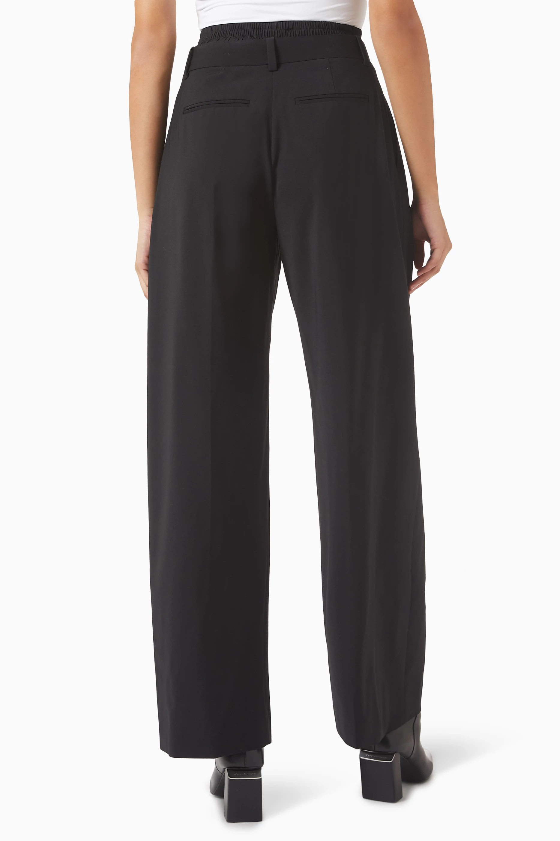 Buy Alexander Wang Black Pre-Styled Boxer Pleated Pants in