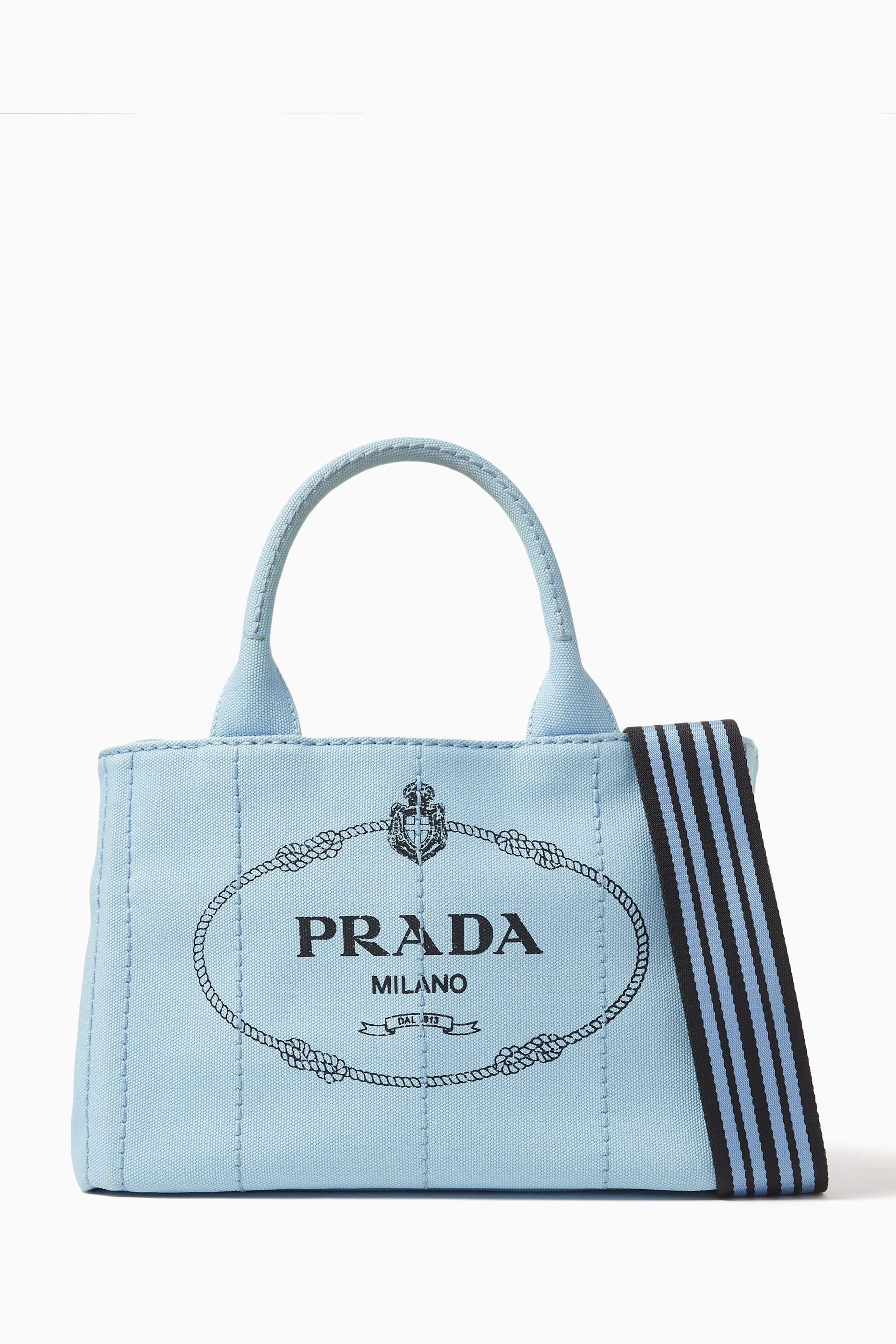 Buy Prada Pre-Loved Blue 2010s Canapa Tote Bag in Canvas For Women 