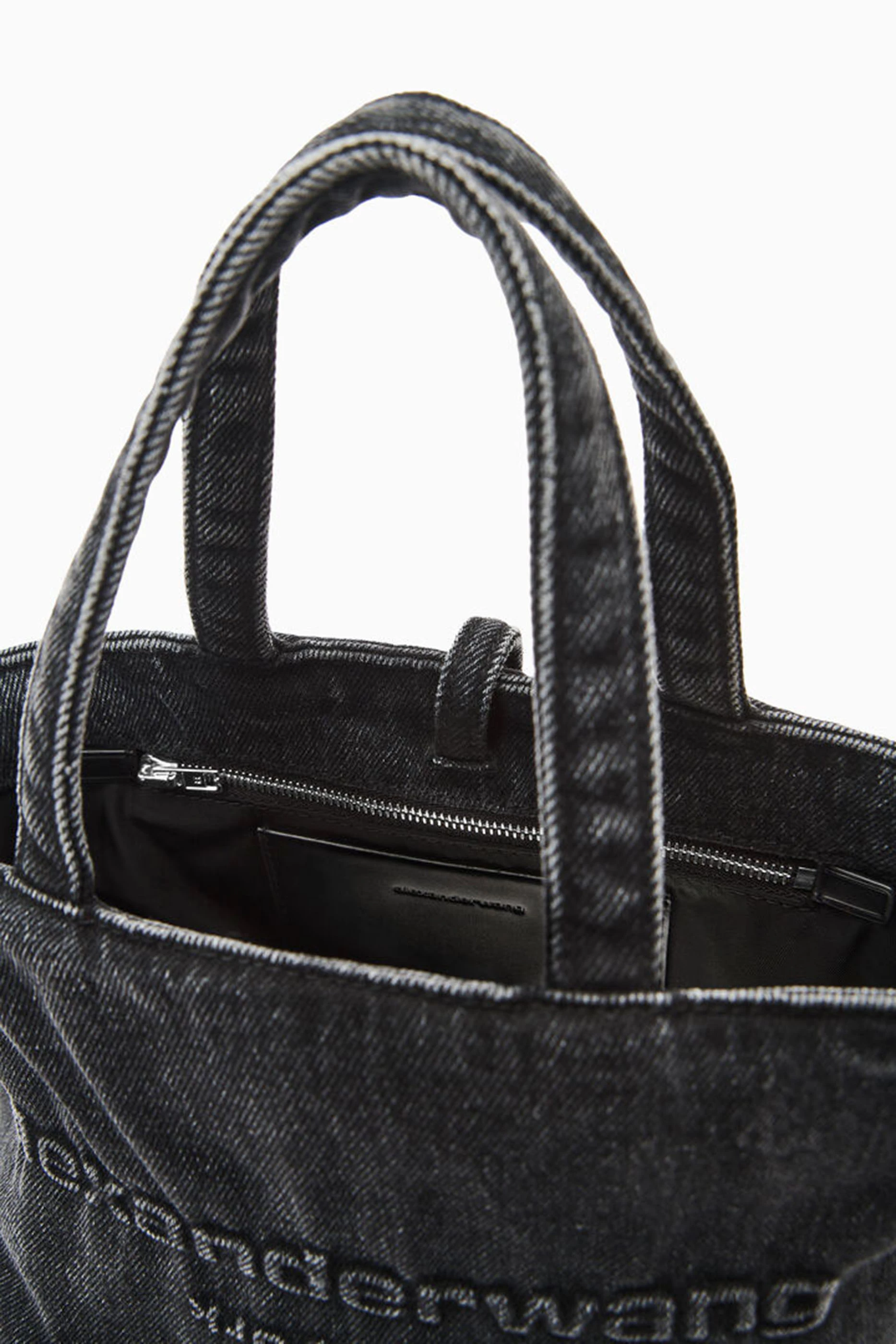 【送料&関税込】Alexander Wang Dark Grey Denim Small Punch S Punch Tote Bag in Cotton Denim in GREY AGED | alexanderwang®