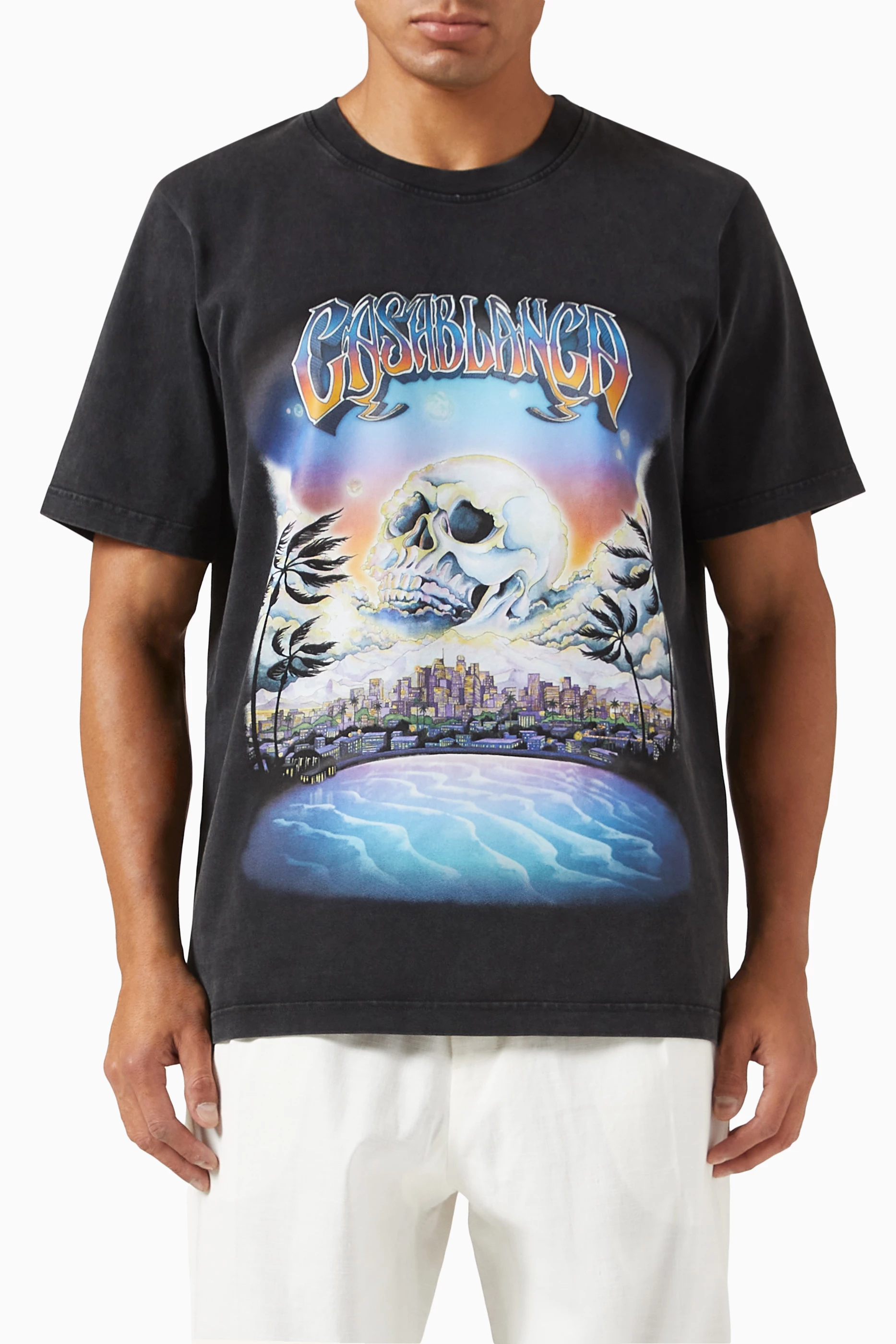 Buy Casablanca Black La Premonition T-shirt in Jersey For