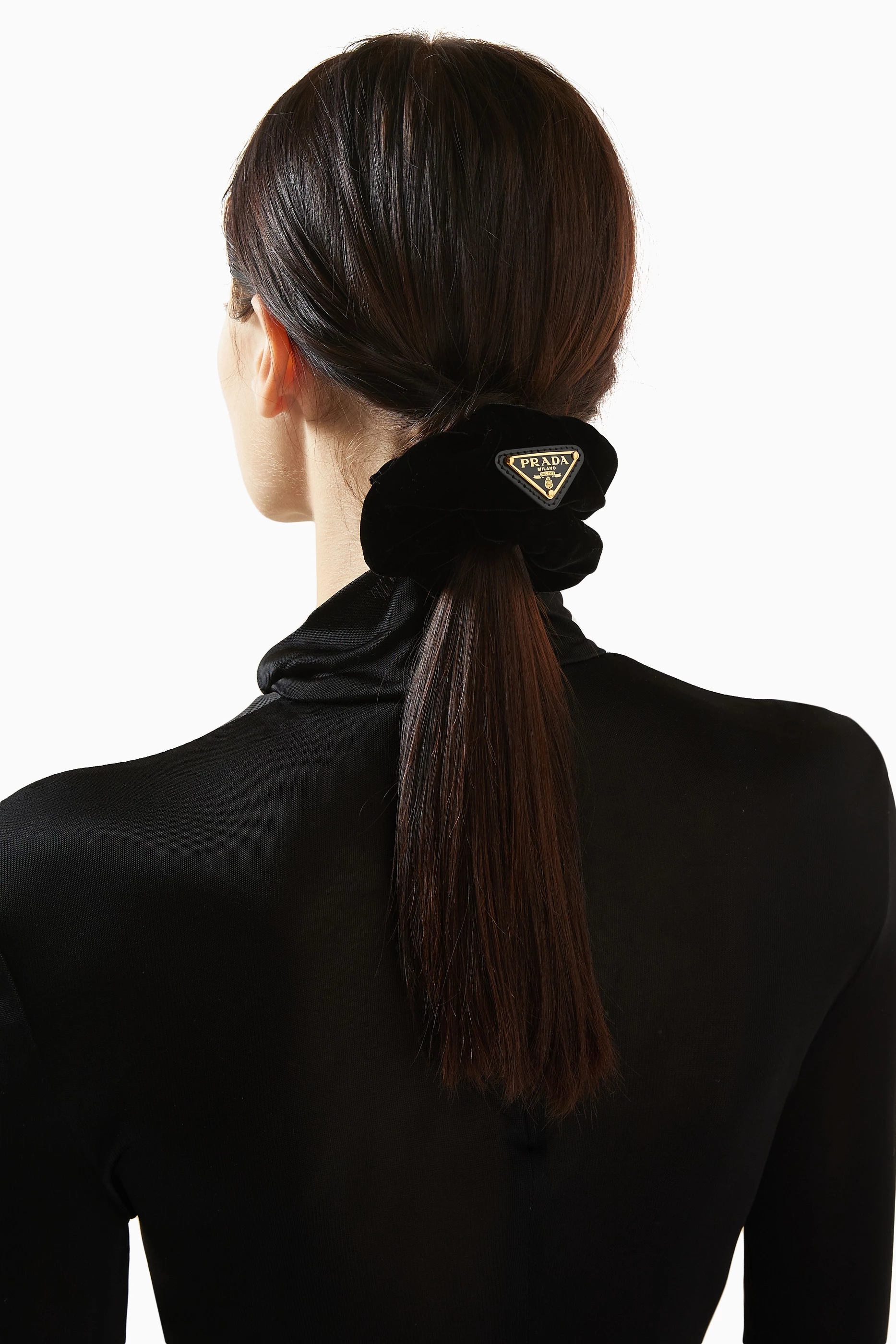 Hair Clip Prada Hair Scrunchie Black Velvet Hair Clip PRADA