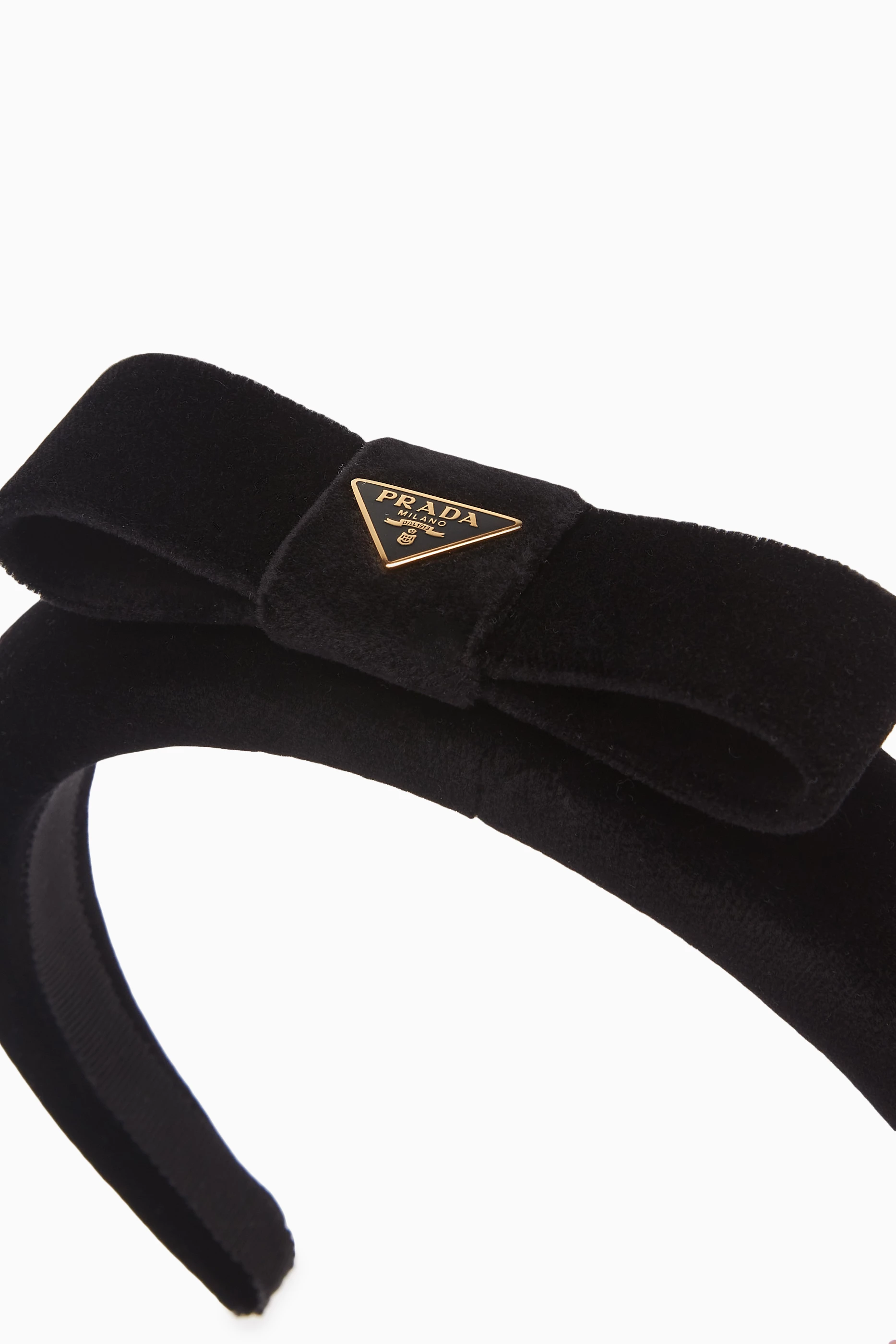 Buy Prada Black Bow Headband in Velvet For Women Online 
