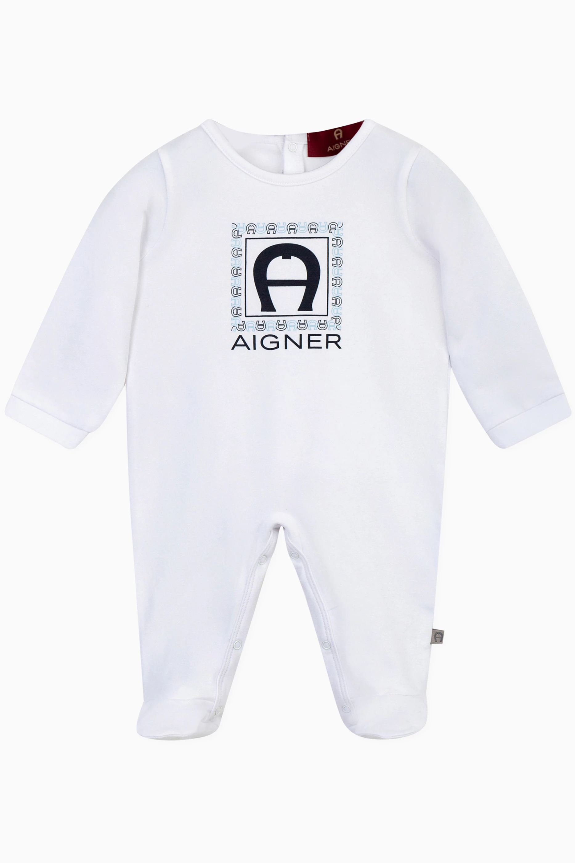 Buy AIGNER White Logo Print Onesie in Cotton For Baby Boys Online