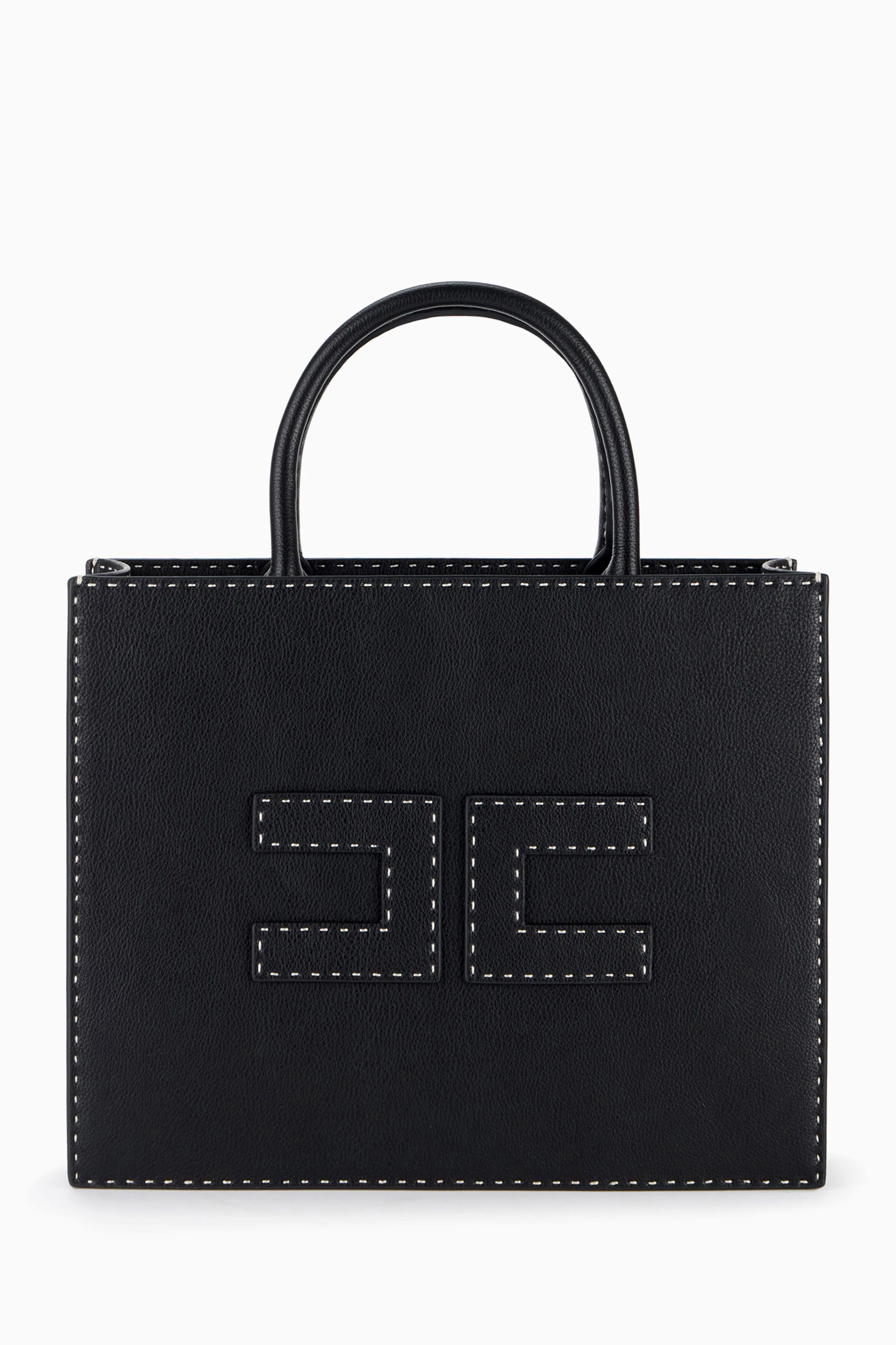 Buy Elisabetta Franchi Black Medium Tote Bag in Faux Leather