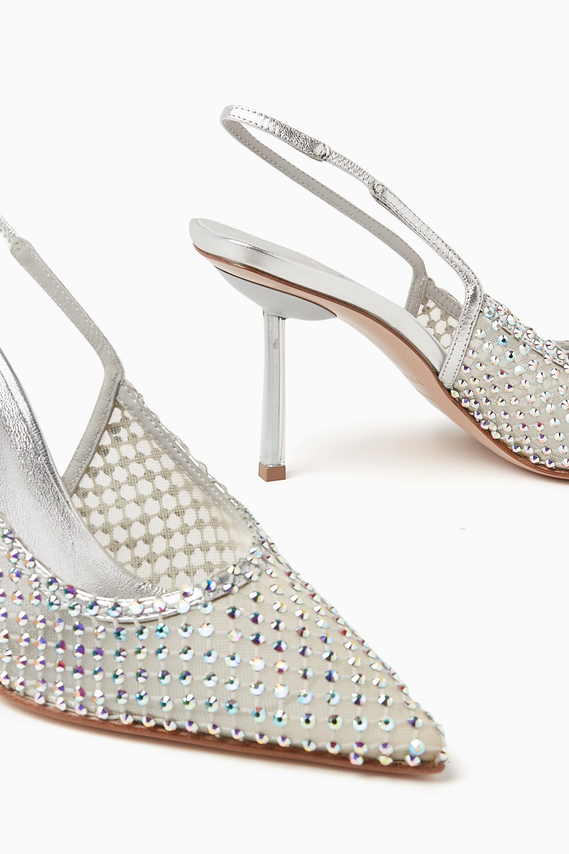サンダル・ミュール LE SILLA Embellished mesh Gilda pumps (2299U080P1PPSAS 160) Mules model GILDA in fabric and silver mesh, further