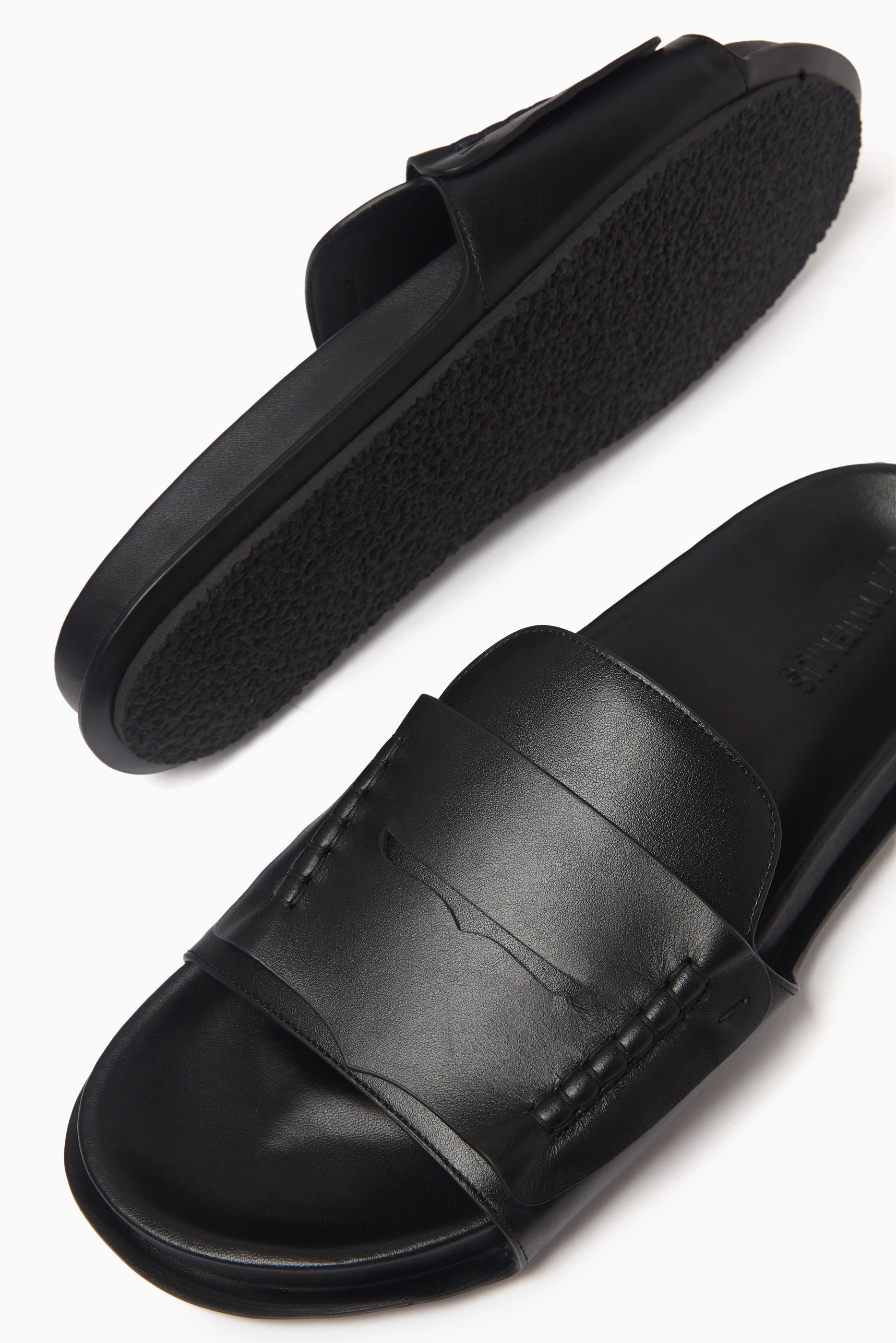 Buy Jacquemus Black Moccasin Sandals in Leather For Men