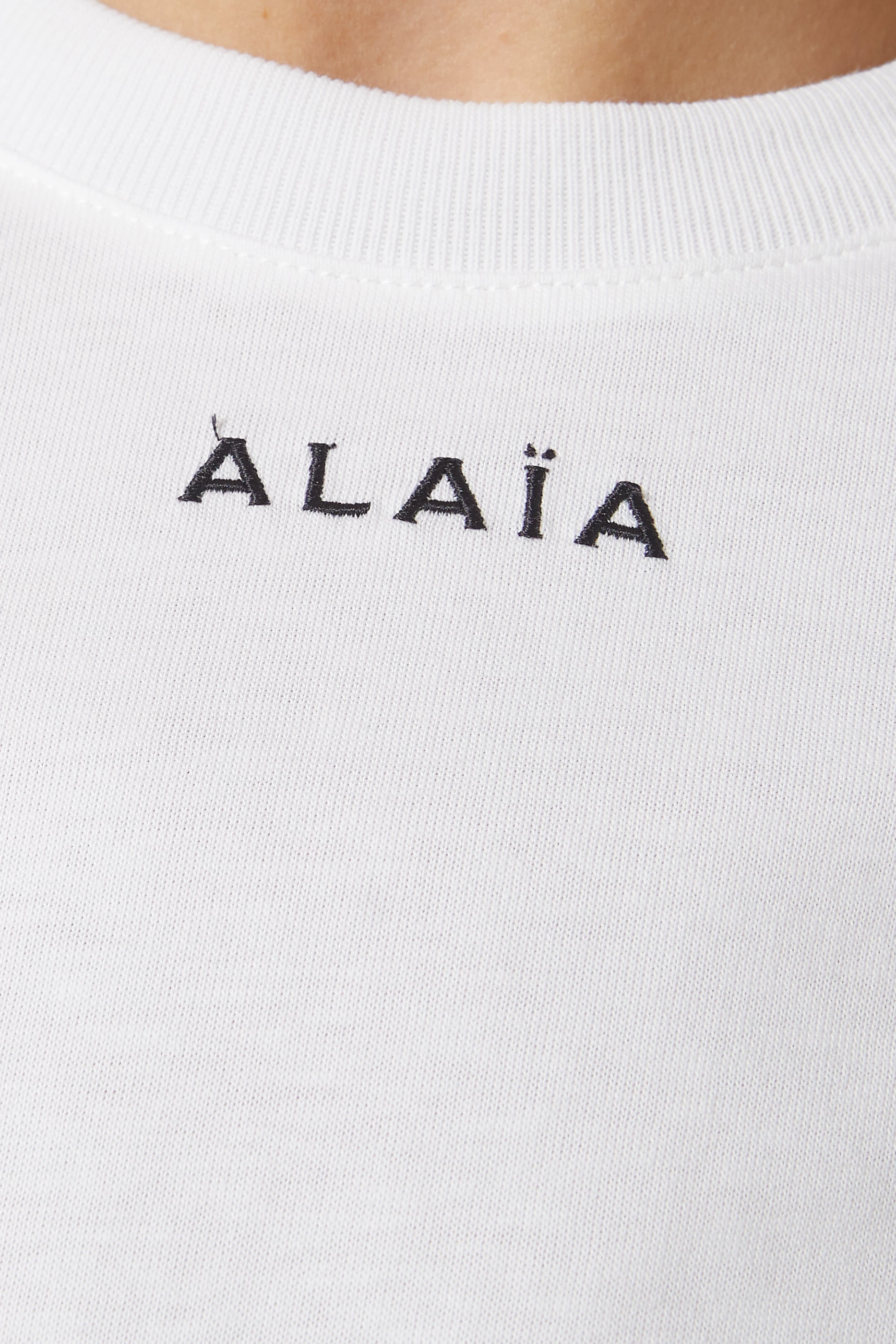 Buy Alaïa White Logo T-shirt in Cotton Jersey For Women