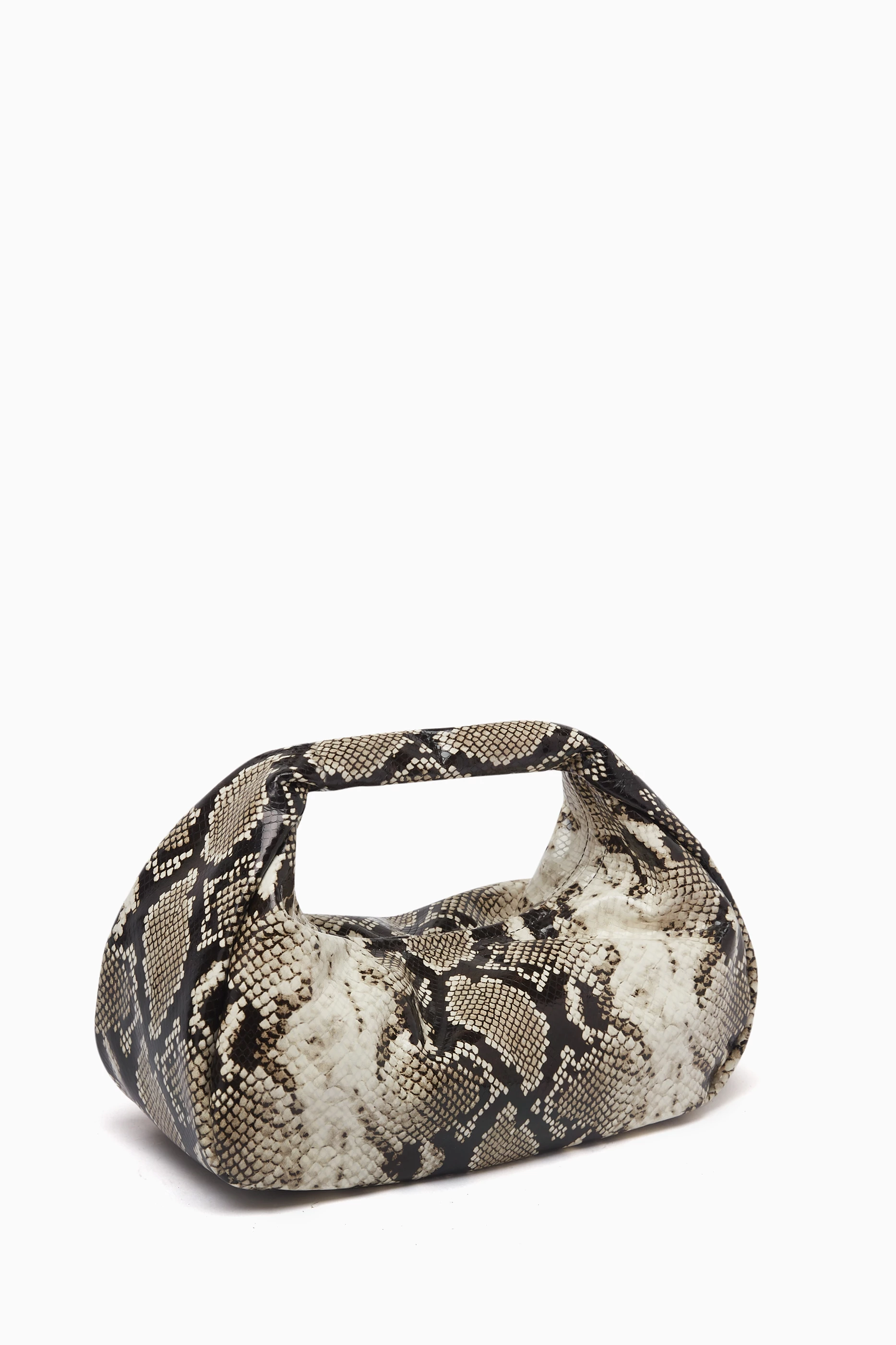 Buy St Agni Brown Bon Bon Bag in Python-embossed Leather For