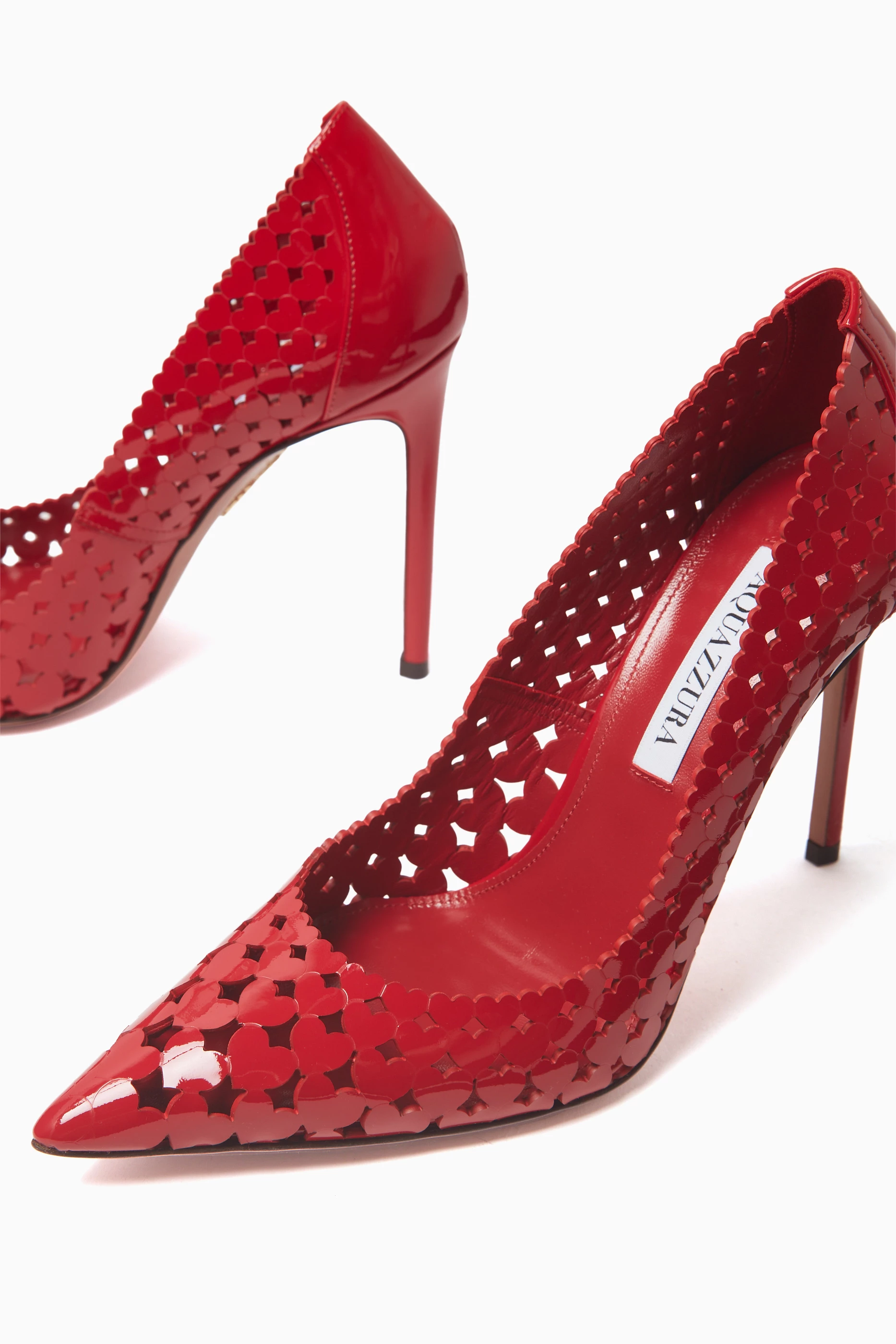 Buy Aquazzura Red Amourose 105 Heart Pumps in Patent Leather For