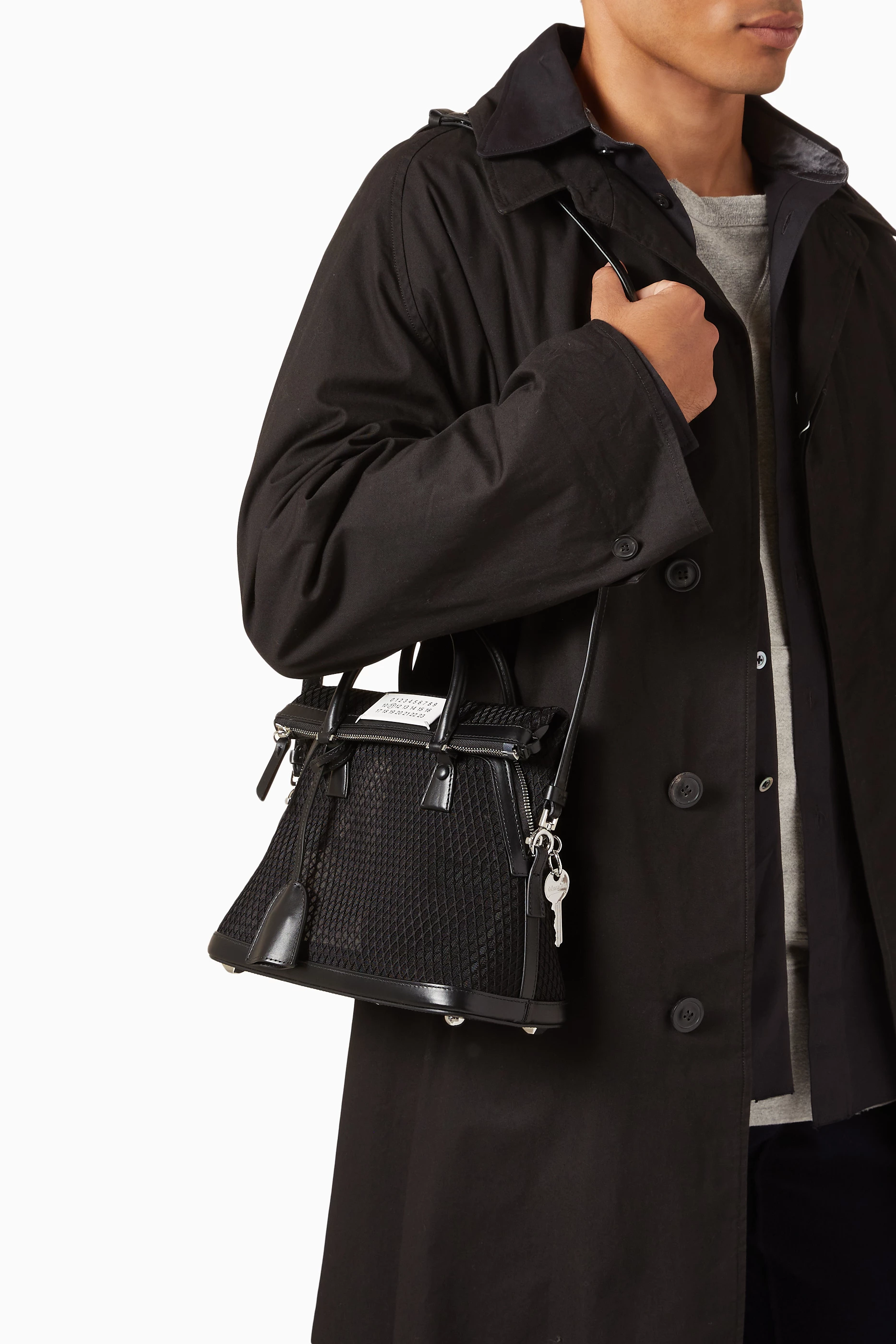 Buy Maison Margiela Black Mini Sac Classique Bag in Mesh For