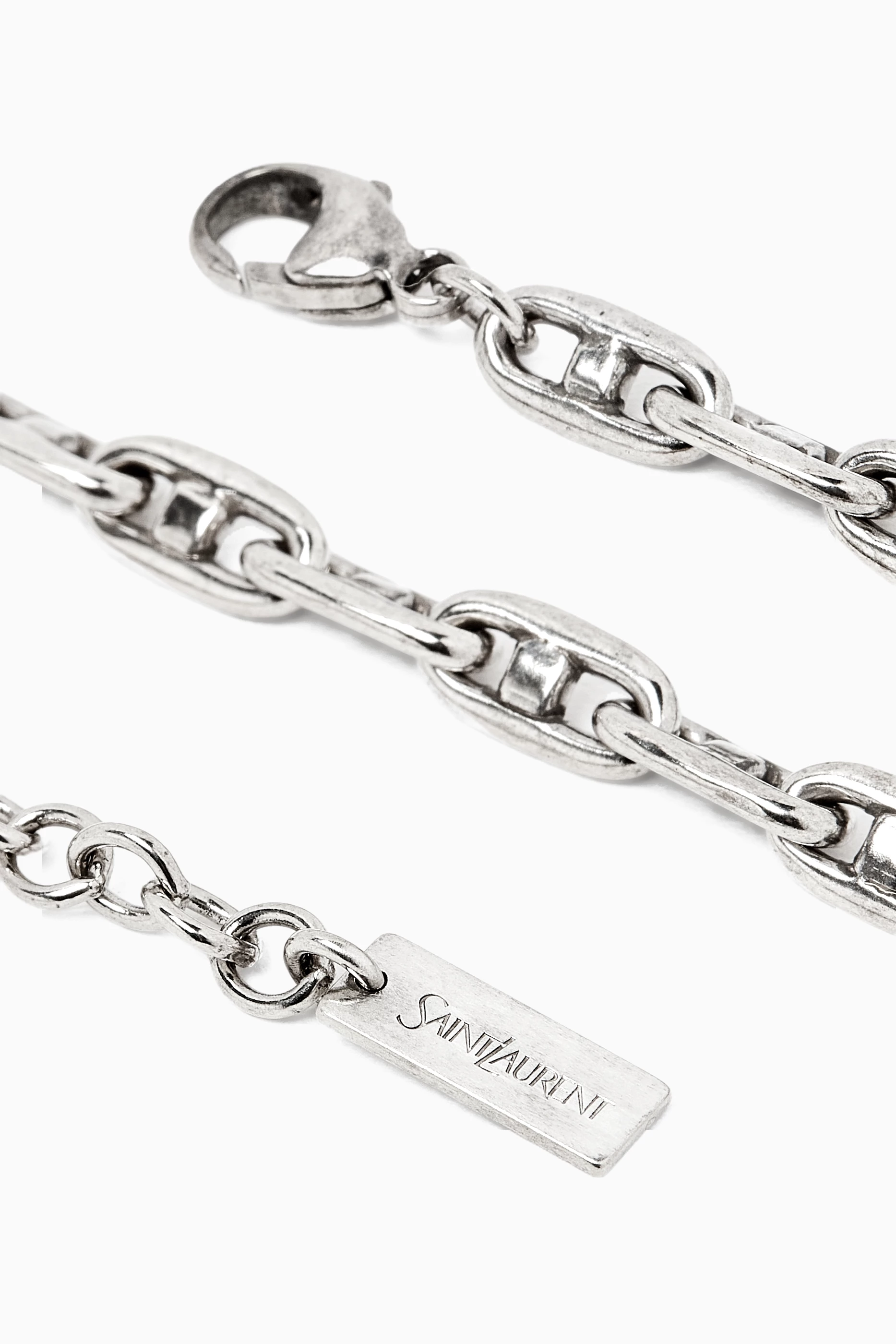 Buy SAINT LAURENT Grey Anchor-chain Bracelet in Silver-tone