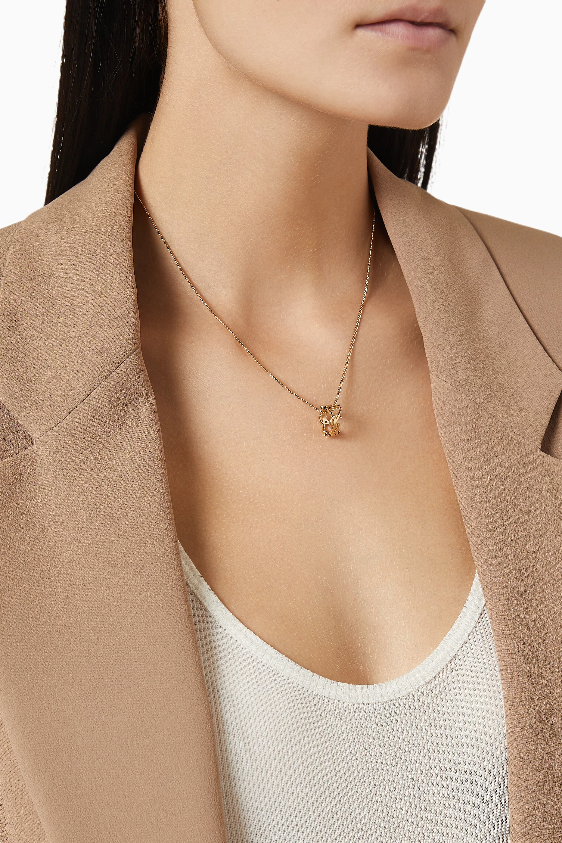 【SAINT LAURENT】l CASSANDRE Necklace ★送料関税込★ Cassandre necklace in gold - Saint Laurent | Mytheresa