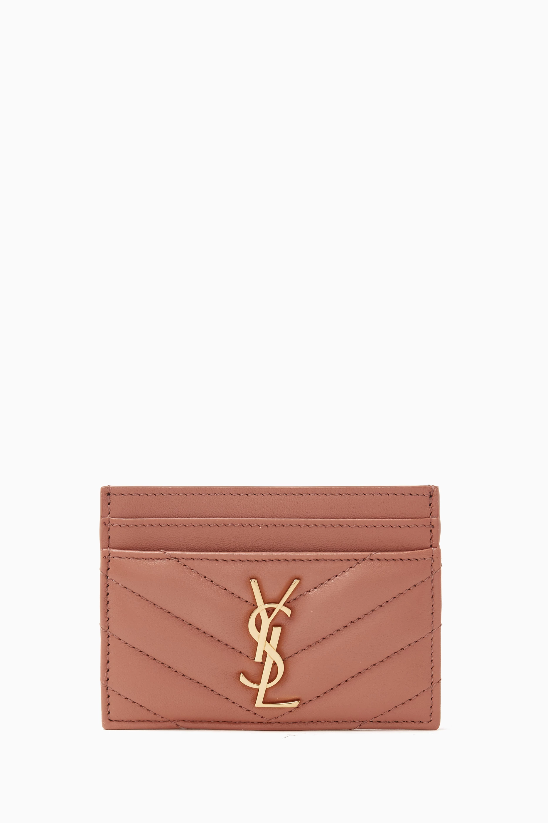 Ysl card holder pink online