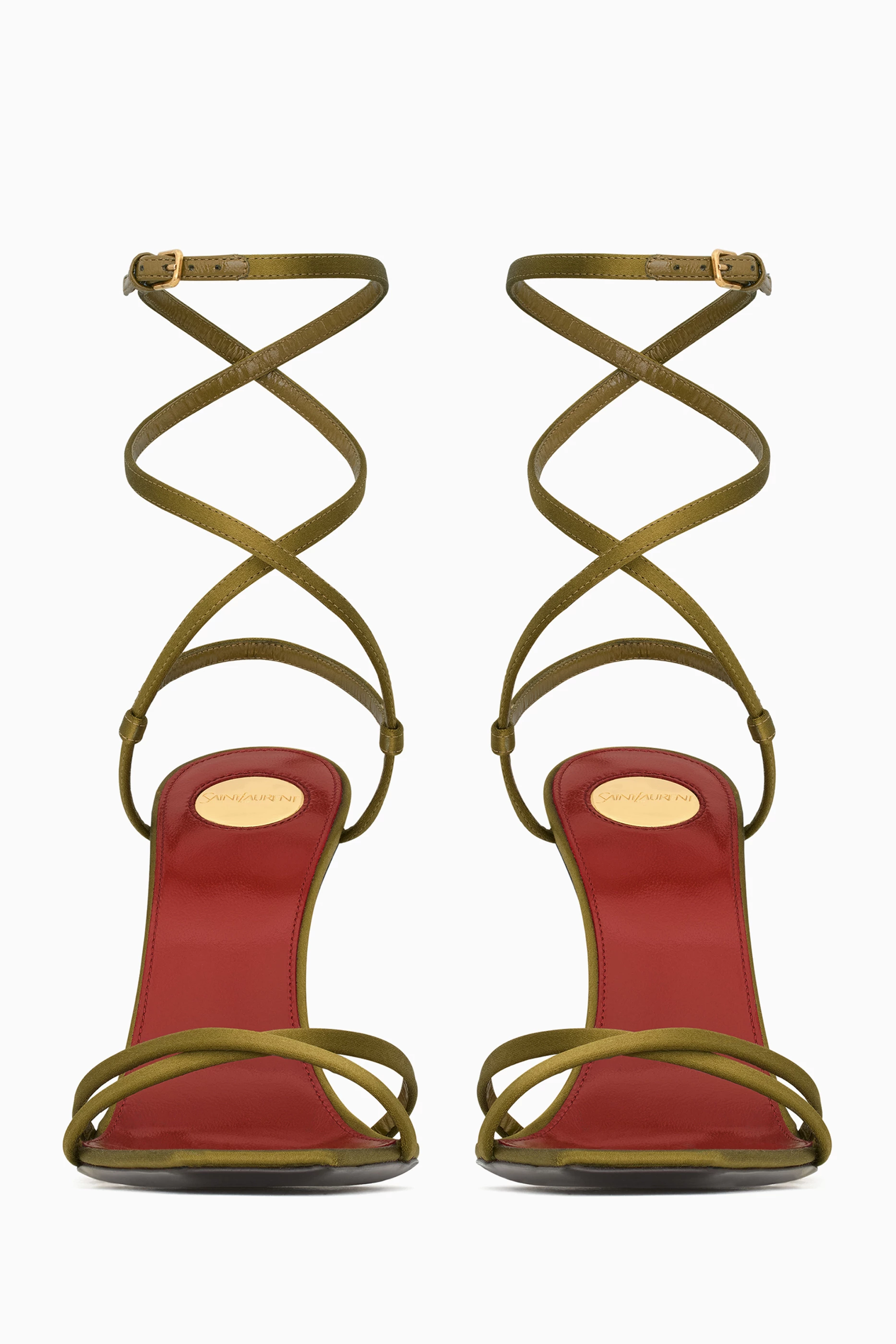 Buy SAINT LAURENT Green Opyum 110 Sandals in Satin Crepe For Women