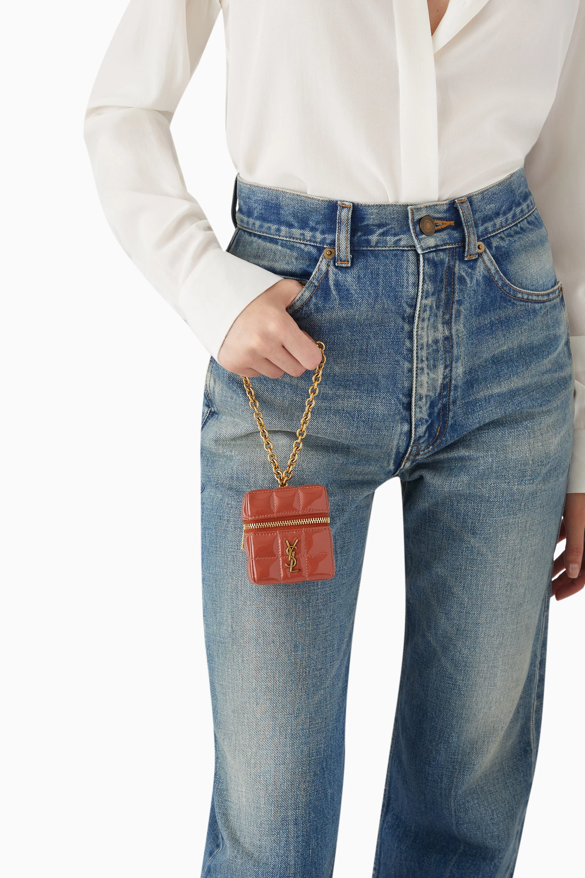 Buy SAINT LAURENT Pink Cassandre Matelassé Mini Cube on