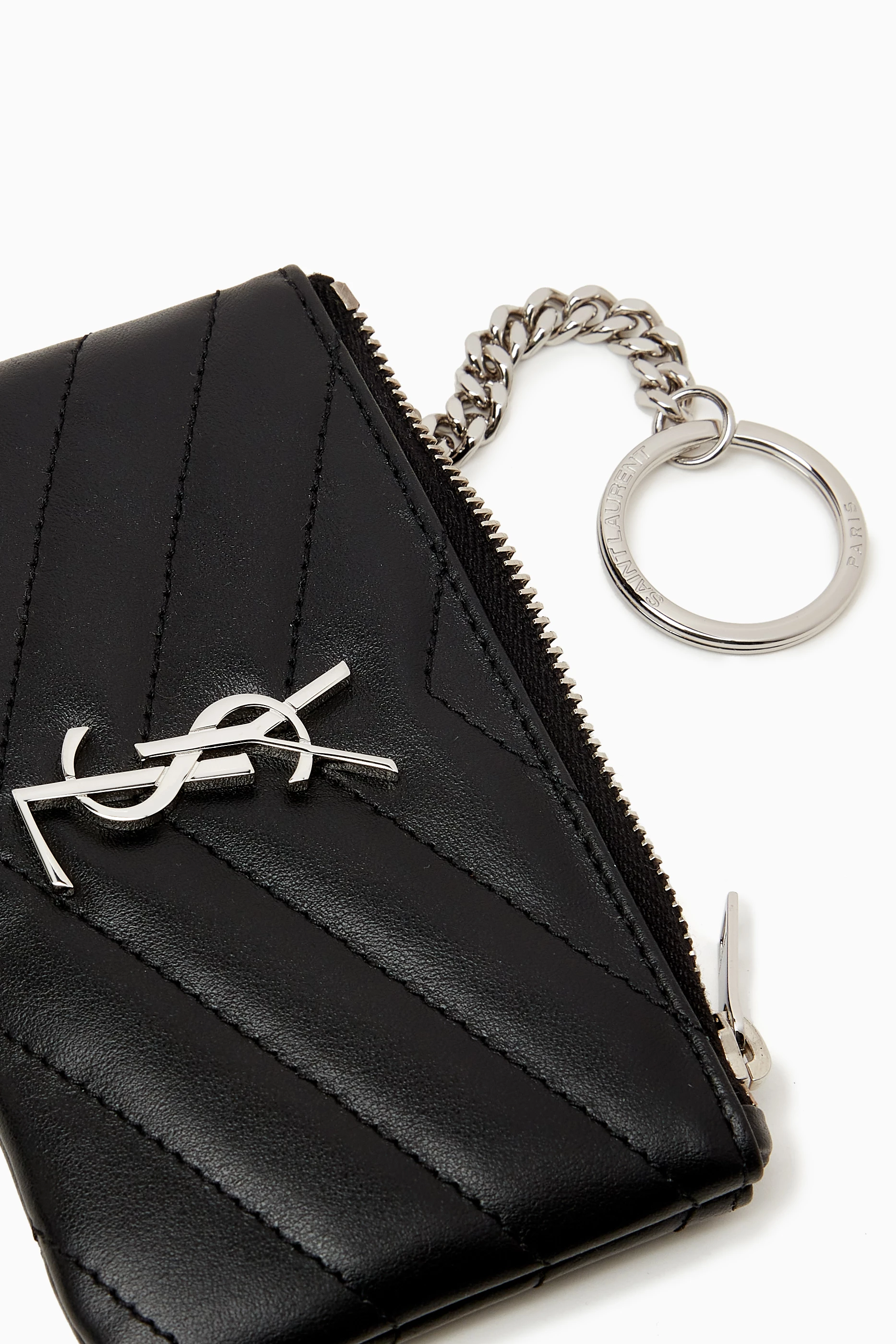 Buy SAINT LAURENT Black Cassandre Matelasse Keyring Pouch in Leather For Women Online Ounass Saudi