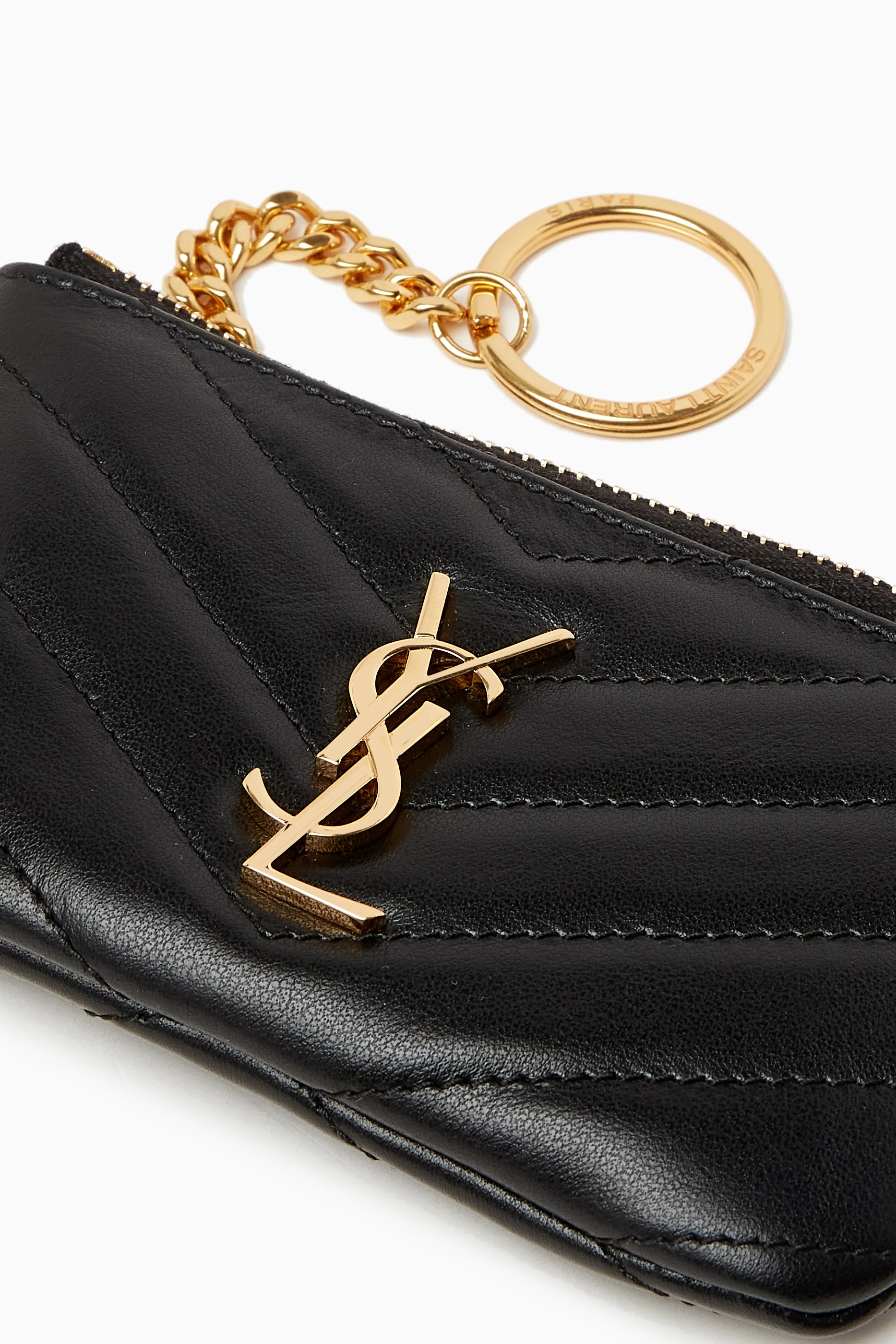 Buy SAINT LAURENT Black Cassandre Matelasse Keyring Pouch in Leather For Women Online Ounass Saudi